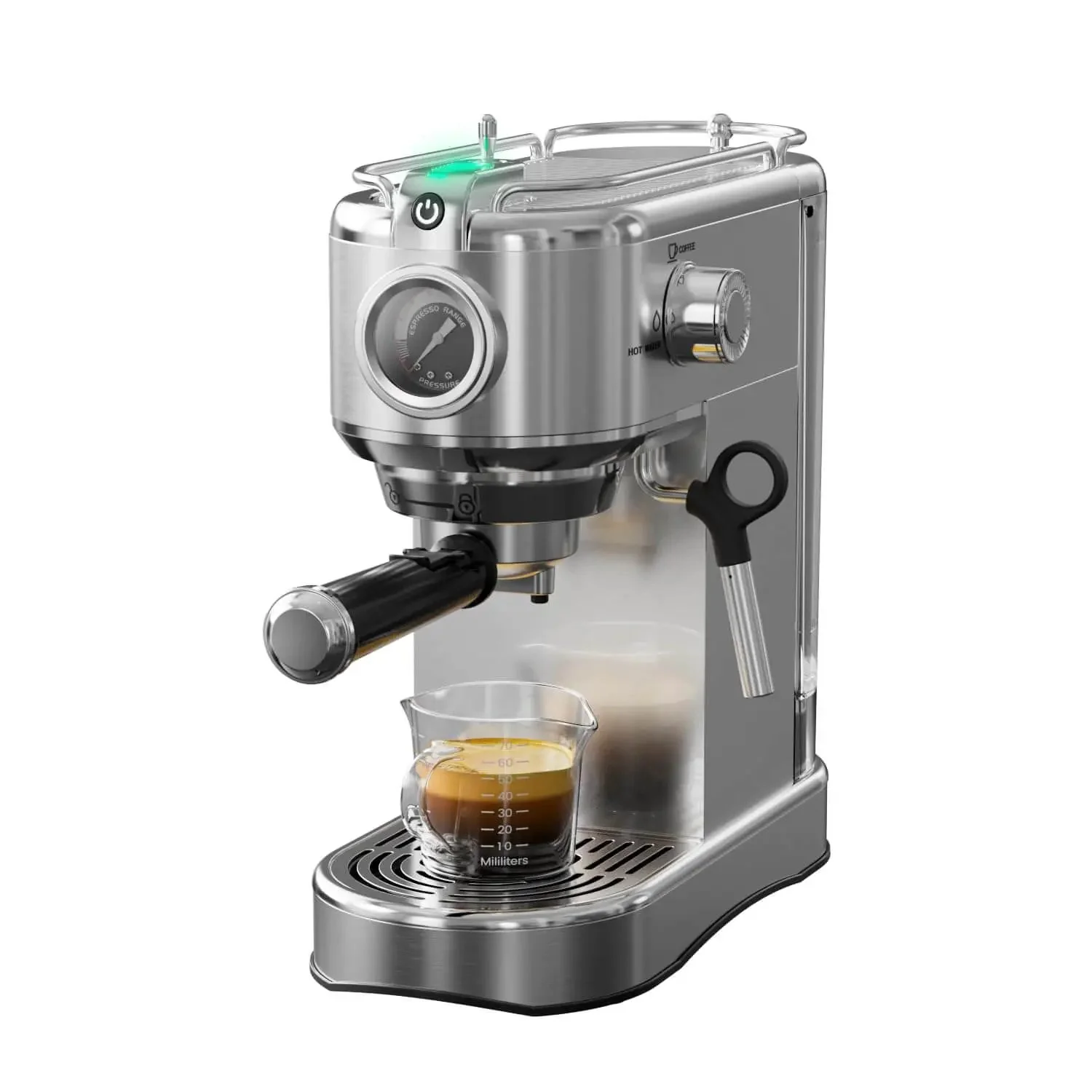20 Bar Espresso Machine With Steam Wand, Compact Stainless Steel Coffee Maker For Lattes And Cappuccinos, Fast Heating 1450W, Barista-Grade Home Brewer For Cafe Quality Crema