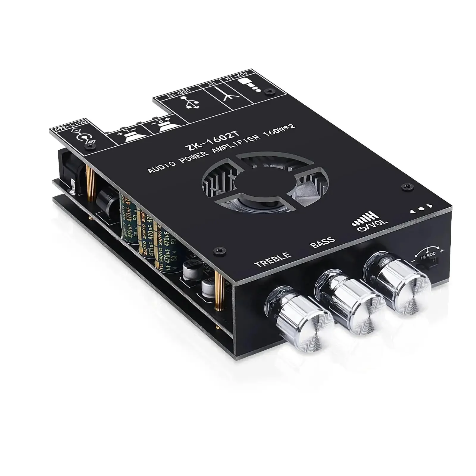 2.0 Channel Bluetooth 5.0 Power Amplifier Board With Dual TDA7498E Chips, 160W Per Channel, Stereo Mini Amplifier Module, USB And AUX Inputs, TB Terminal Block, DC 15 to 36V, Ideal For Home Speakers With Clean, Powerful Sound