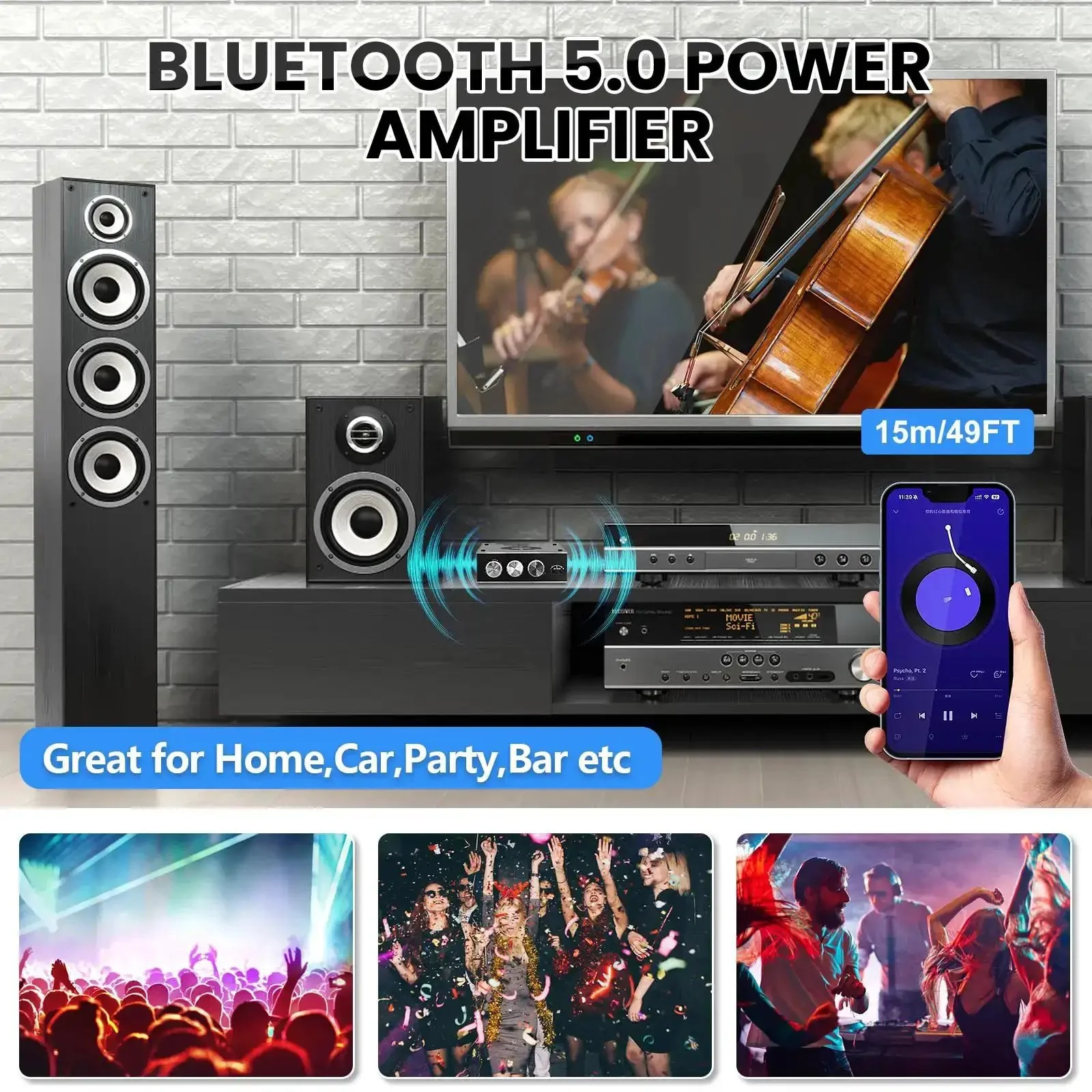 2.0 Channel Bluetooth 5.0 Power Amplifier Board With Dual TDA7498E Chips, 160W Per Channel, Stereo Mini Amplifier Module, USB And AUX Inputs, TB Terminal Block, DC 15 to 36V, Ideal For Home Speakers With Clean, Powerful Sound - Image 4