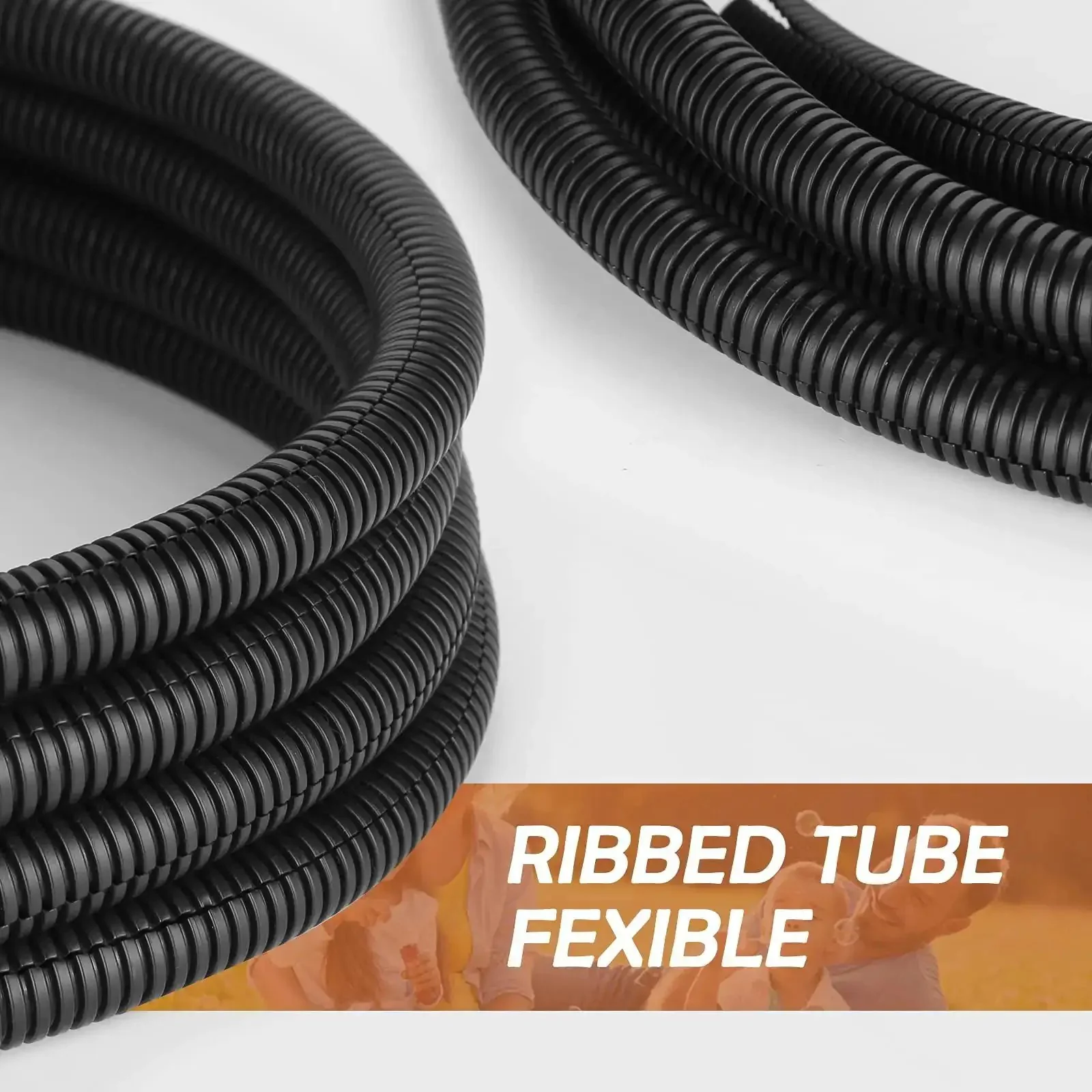 20 Foot One Half Inch Wire Loom Split Tubing Auto Wire Conduit Flexible Cover Heavy Duty Heat Resistant Minus Forty To Two Hundred Fifty Seven Fahrenheit Black Plastic Cover For Electrical Wires And Cables - Image 4