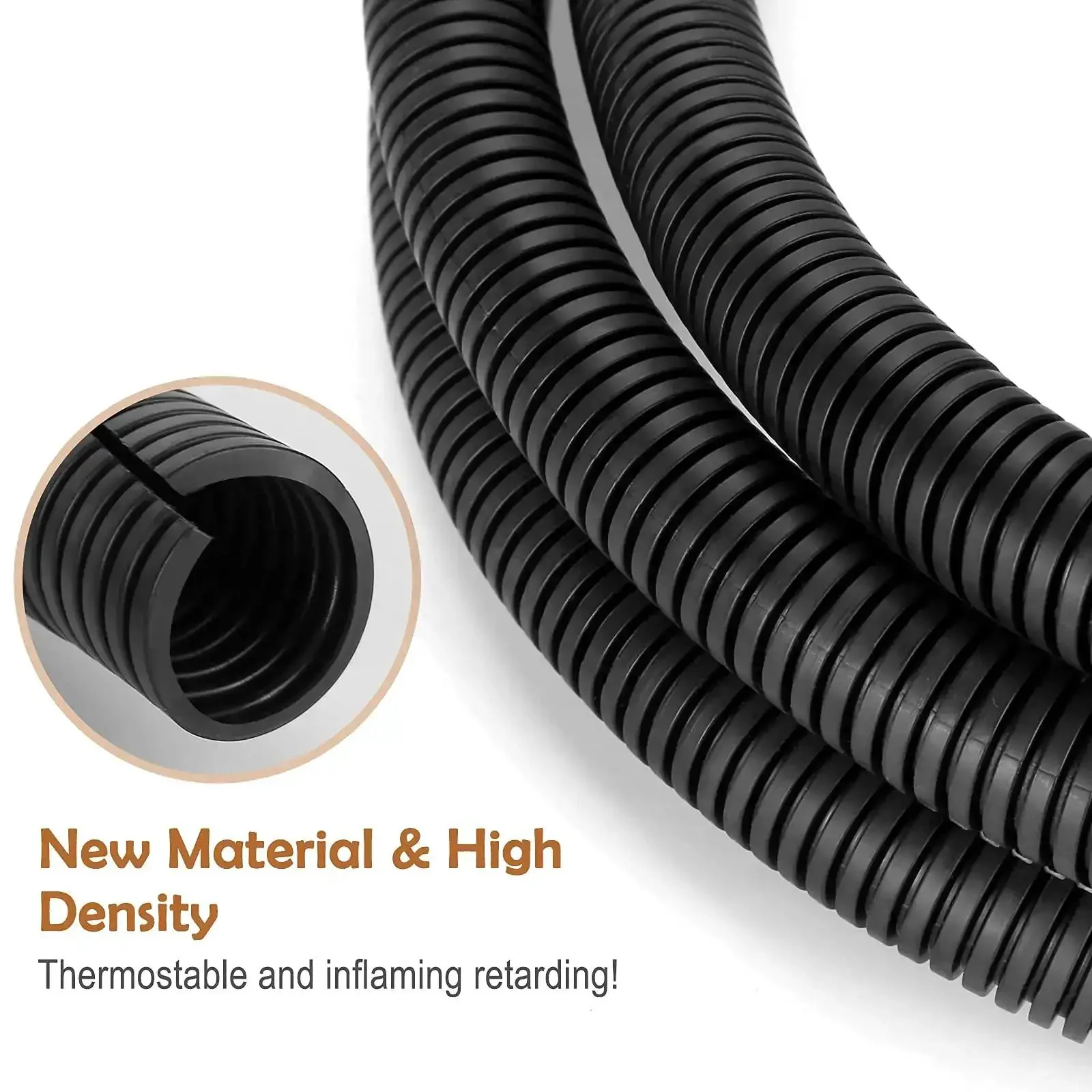 20 Foot One Half Inch Wire Loom Split Tubing Auto Wire Conduit Flexible Cover Heavy Duty Heat Resistant Minus Forty To Two Hundred Fifty Seven Fahrenheit Black Plastic Cover For Electrical Wires And Cables - Image 5