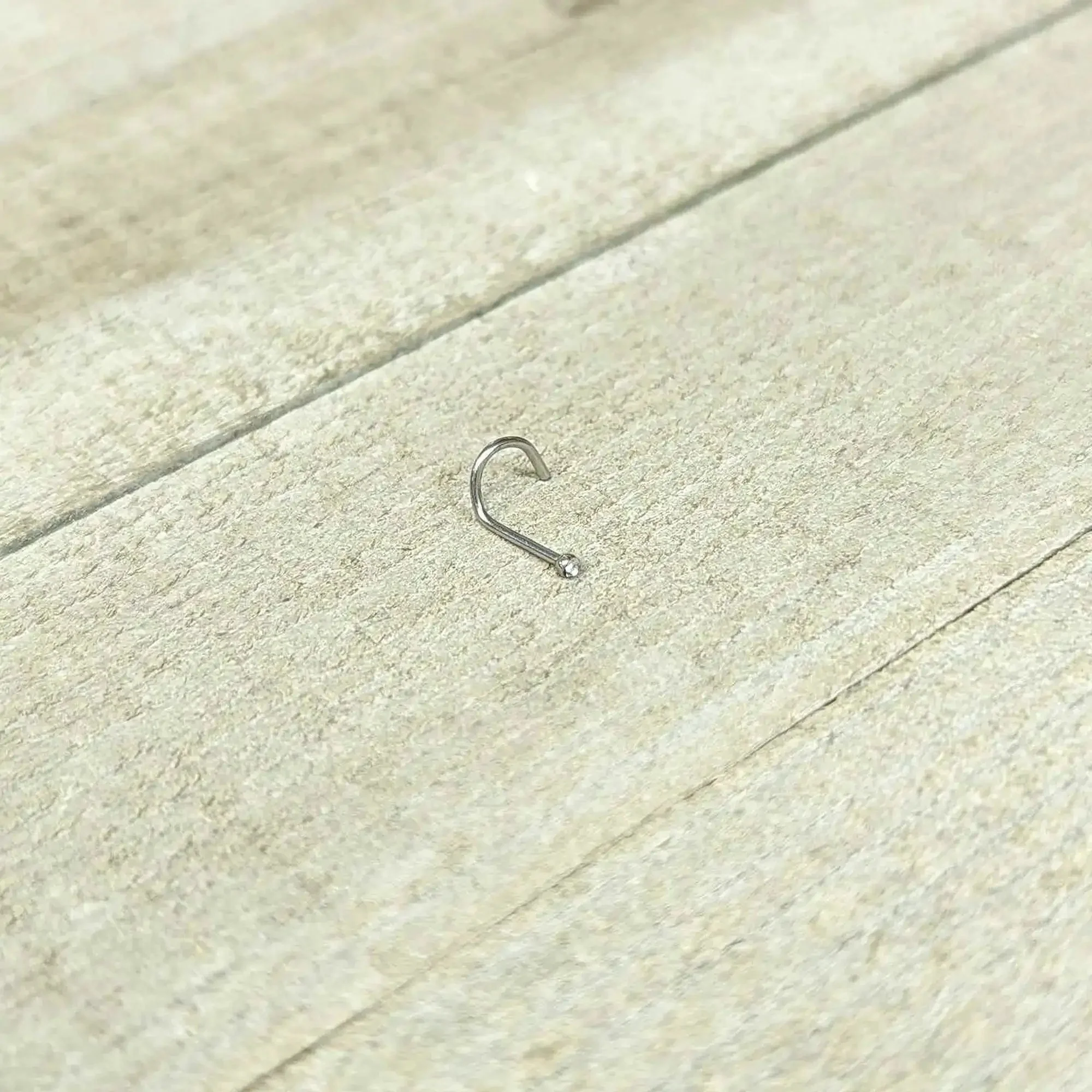 20 Gauge Nose Stud In Stainless Steel 316L With Clear Accent Micro Screw Head, 6mm Length, One Quarter Inch, 0.8mm Diameter, Durable Nostril Jewelry For Everyday Wear - Image 3