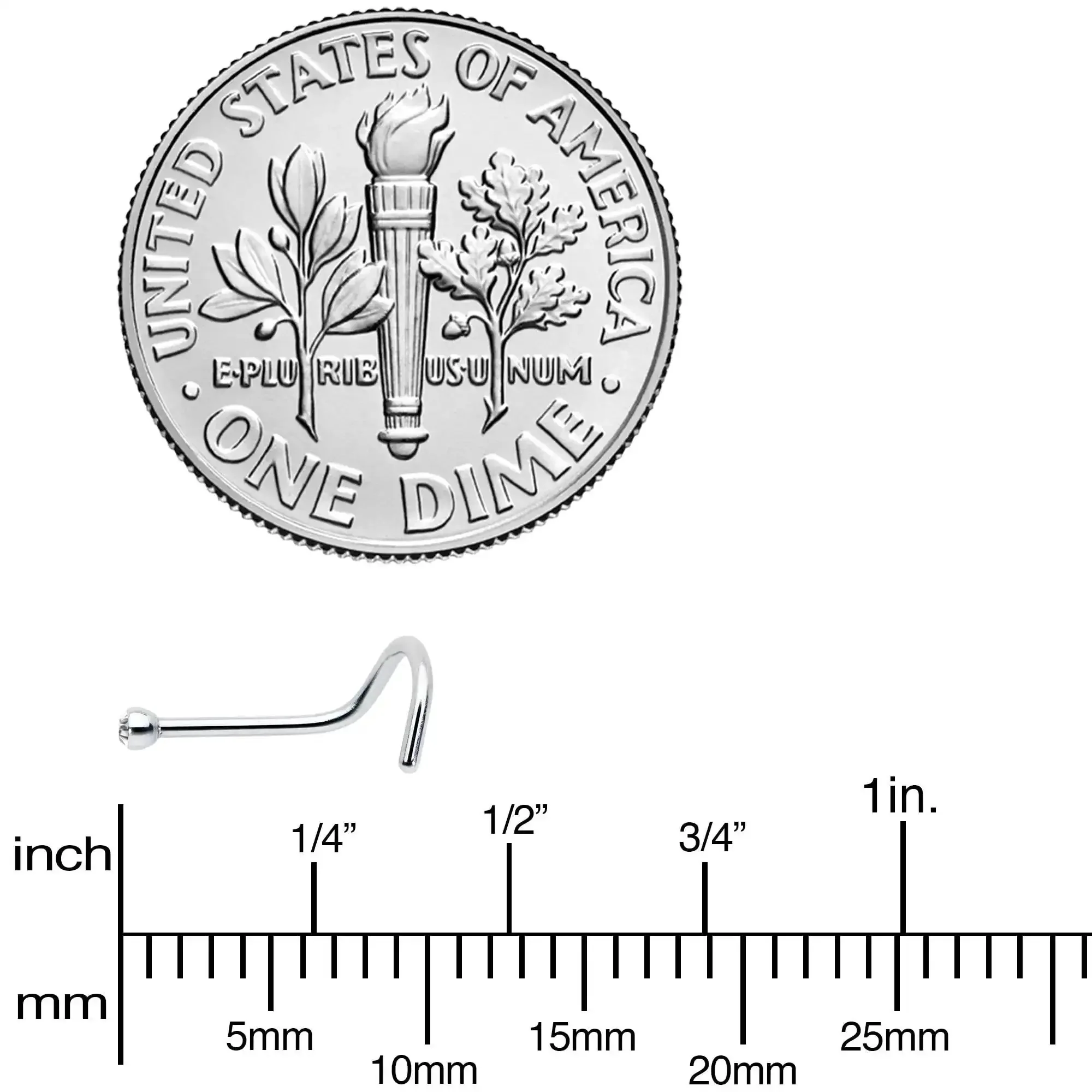 20 Gauge Nose Stud In Stainless Steel 316L With Clear Accent Micro Screw Head, 6mm Length, One Quarter Inch, 0.8mm Diameter, Durable Nostril Jewelry For Everyday Wear - Image 6