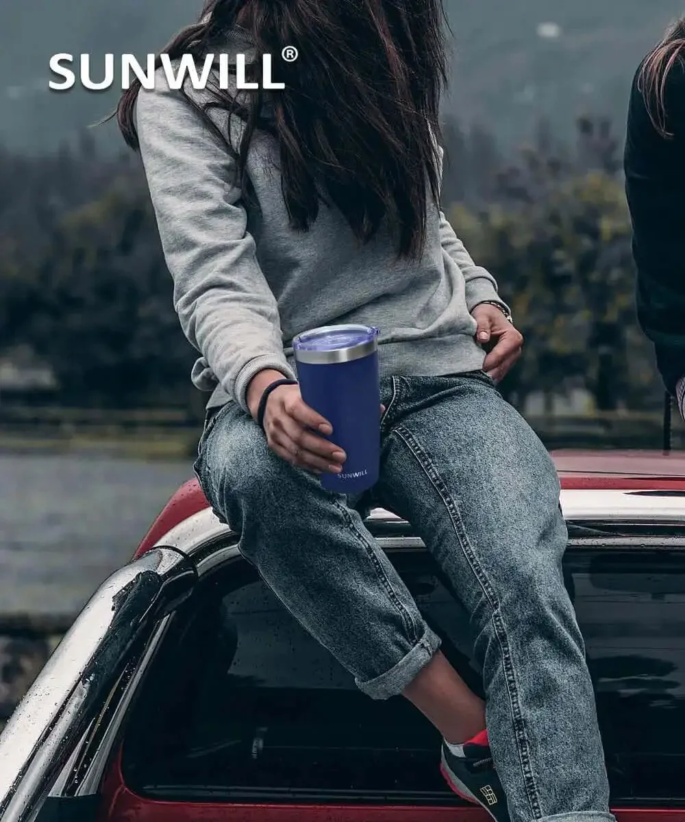 20 Oz Travel Coffee Tumbler Insulated Stainless Steel Cup With Lid Keeps Drinks Hot For 6 Hours And Cold For 24 Hours Double Wall Vacuum Sweat Proof Lead Free 18 8 Stainless Steel Powder Coated Navy - Image 2
