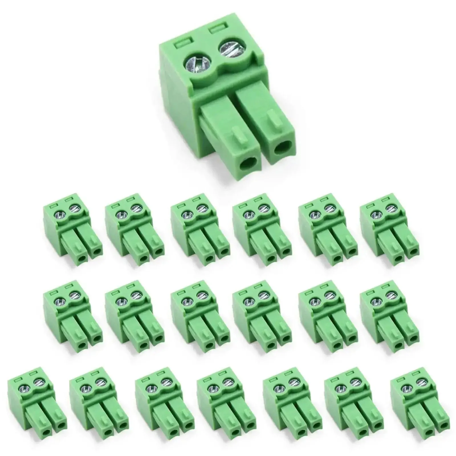20 Pack 2 Pin KF2EDG 3.81mm Pitch Pluggable PCB Terminal Block Panel Mount Angle Screw Connector Socket For DIY Electronics Projects AC 300V 10A Rated PA66 High Temp Plastic