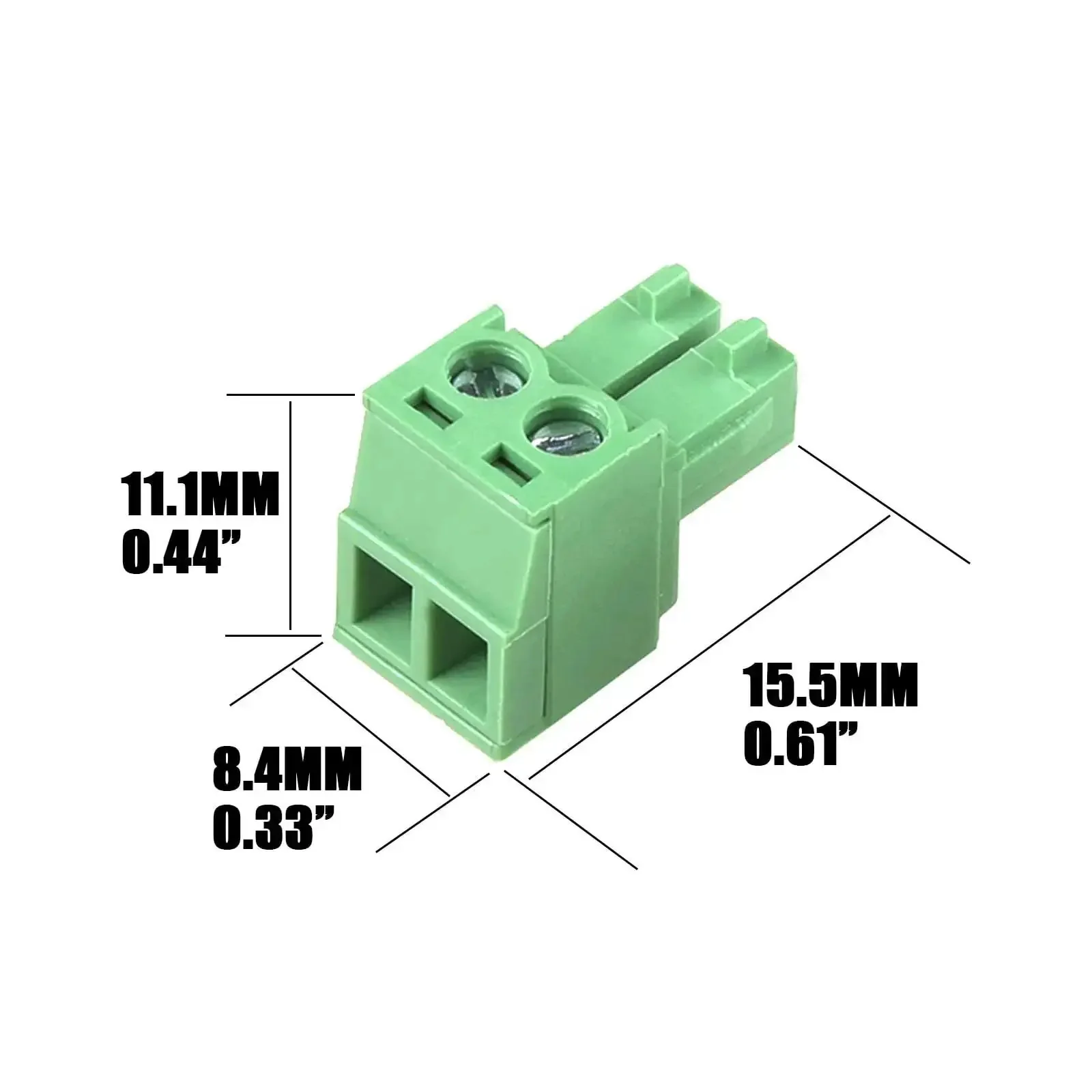 20 Pack 2 Pin KF2EDG 3.81mm Pitch Pluggable PCB Terminal Block Panel Mount Angle Screw Connector Socket For DIY Electronics Projects AC 300V 10A Rated PA66 High Temp Plastic - Image 6