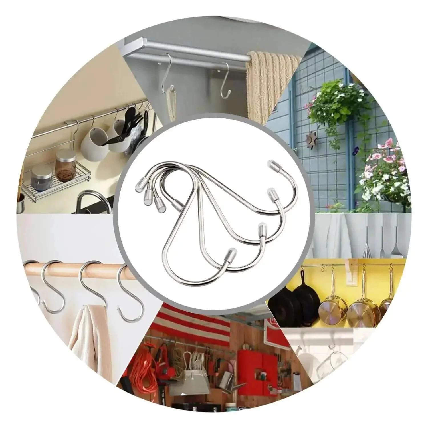 20 Pack 3.4 Inch Stainless Steel S Shaped Hooks Heavy Duty Hangers For Kitchen Workshop Bathroom Garden Multi Purpose Use For Towels Bags Coats Tools And More - Image 2