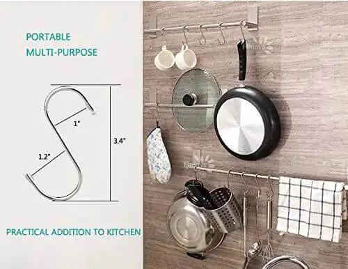 20 Pack 3.4 Inch Stainless Steel S Shaped Hooks Heavy Duty Hangers For Kitchen Workshop Bathroom Garden Multi Purpose Use For Towels Bags Coats Tools And More - Image 5
