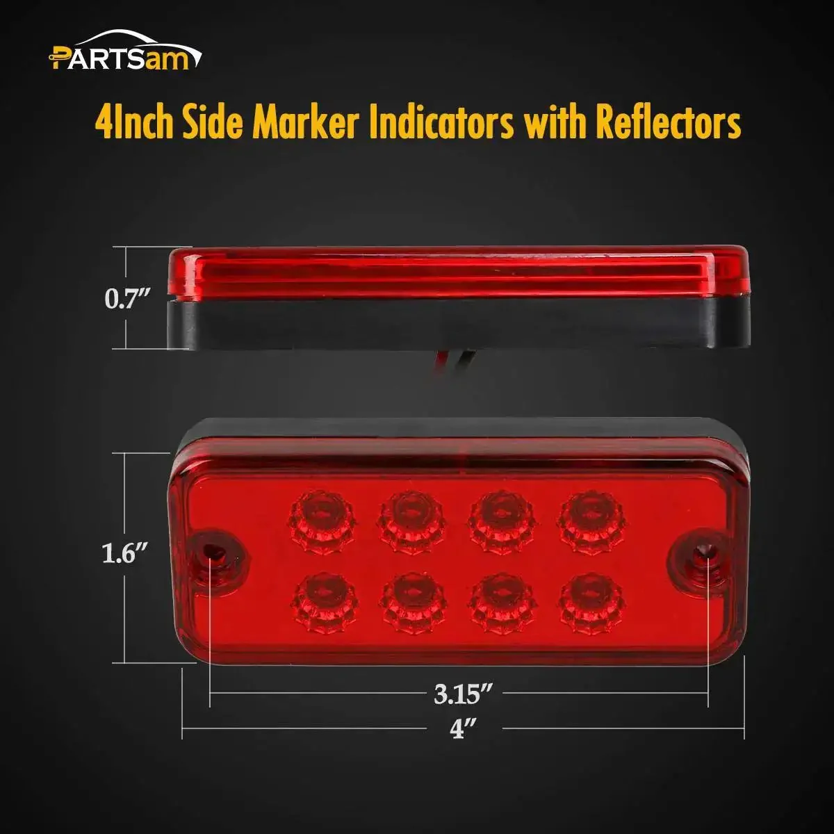 20 Pack 4 Inch LED Rectangular Side Marker Clearance Lights With 8 LEDs Per Light For Your Rig Trailer Truck RV Camper Motorhome Car 12V 10 Amber 10 Red Durable Weatherproof Lights With Easy Install And Mounting Screws Included - Image 5