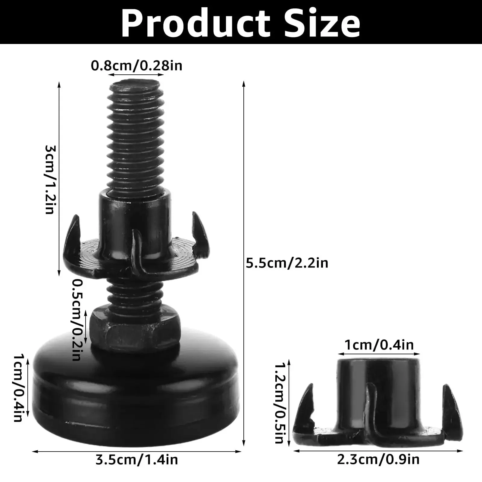 20 Pack Adjustable Furniture Leveling Feet Three Eighths Inch 16 Thread Heavy Duty Table Leg Levelers With T Nut Bolts For Chairs Cabinets Sofas Workbenches And Other Furniture Legs Easy Leveling For Home Office Or Workshop - Image 7