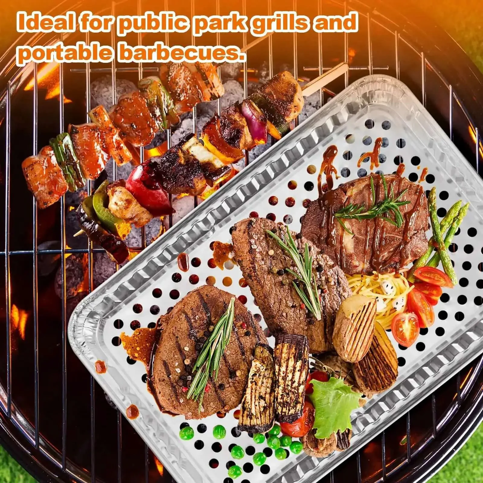 20 Pack Aluminum Foil Pans 16 By 12 Inch Large Disposable Bakeware For Baking Grilling And BBQ Grill Topper Sheets For Food Prep Outdoor Cooking Camping And Meal Prep - Image 2