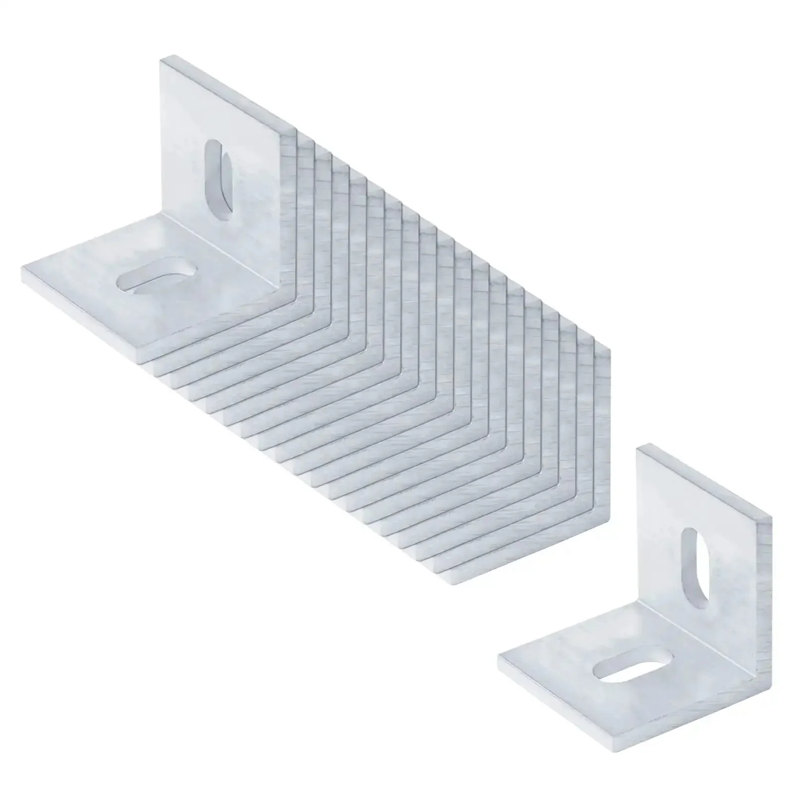 20 Pack Aluminum Slotted L Brackets One And Five Eighths Inch Size Heavy Duty Corner Braces Five Thirty Second Inch Thick Silver Finish 18x9mm Slot Holes For Five Sixteenth Inch Bolts - Image 2