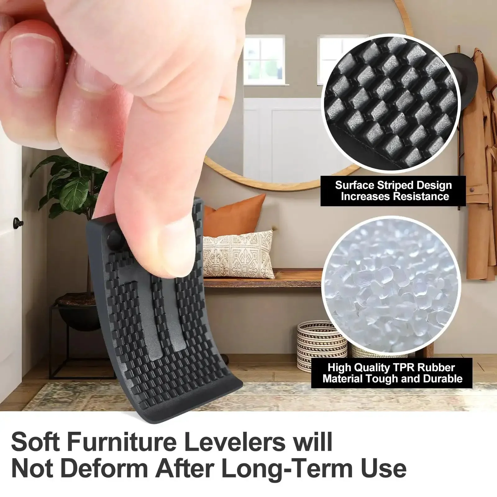 20 Pack Anti Slip Furniture Leveling Pads Shims for Tables Chairs Cabinets, Stackable Waterproof Rubber Level Wedges, 2in Long x 1.2in Wide x 0.2in Thick, Non Slip DIY Friendly Home Improvement Accessories - Image 5