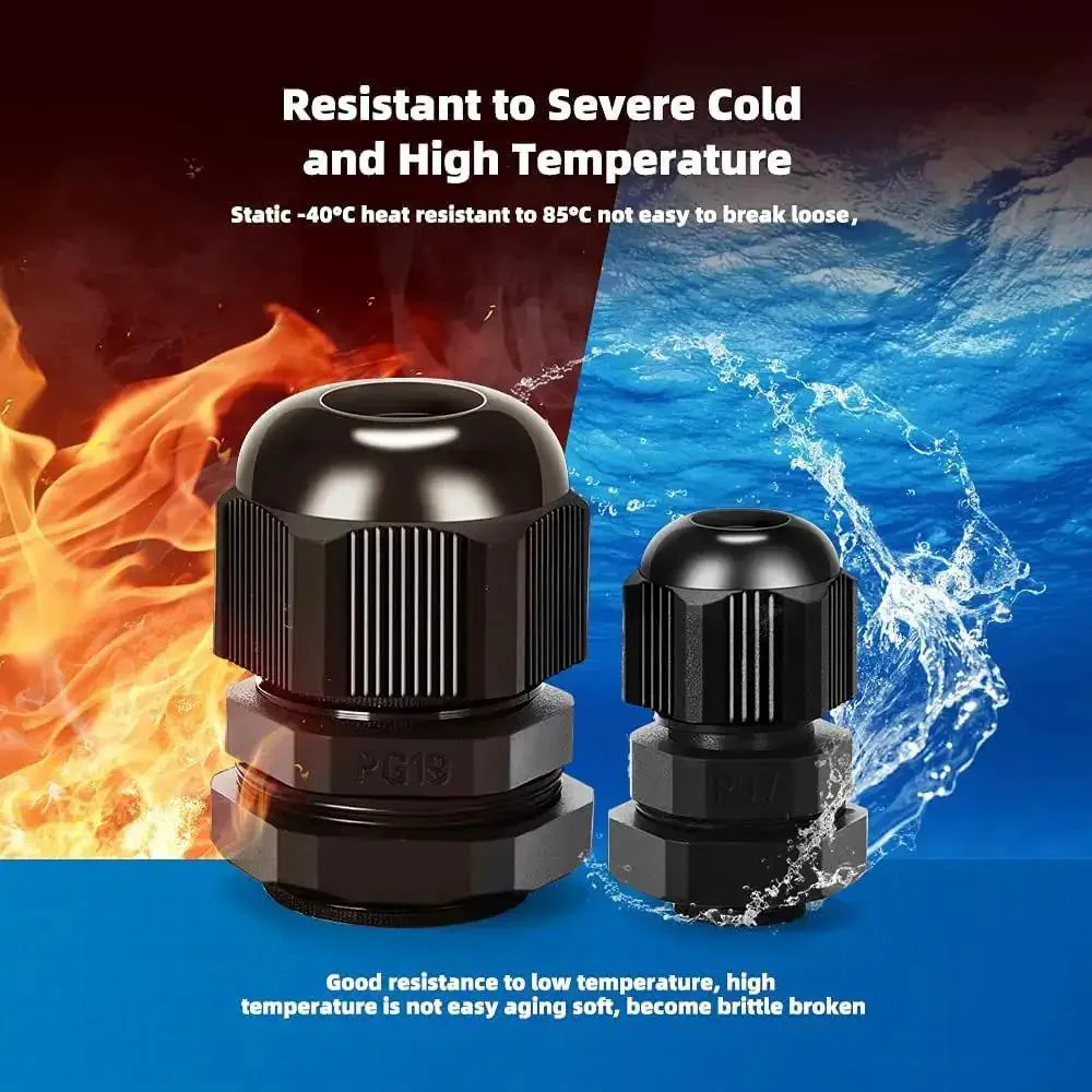 20 Pack Black Plastic Waterproof Cable Glands M20x1.5 For 6 To 11mm Cables, Tough IP67 IP68 Rated Seals, Outdoor Marine Electrical Enclosures, Easy Install, Durable Waterproof Connectors - Image 2