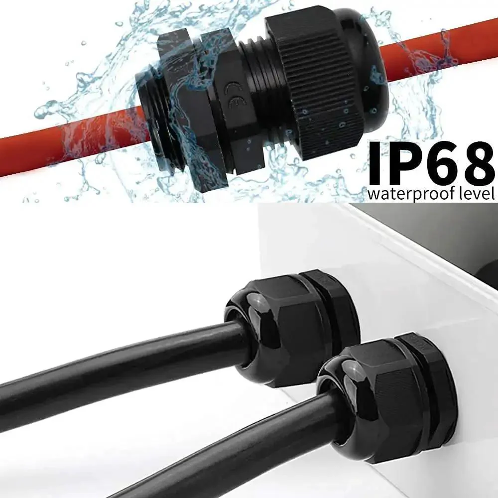 20 Pack Black Plastic Waterproof Cable Glands M20x1.5 For 6 To 11mm Cables, Tough IP67 IP68 Rated Seals, Outdoor Marine Electrical Enclosures, Easy Install, Durable Waterproof Connectors - Image 5