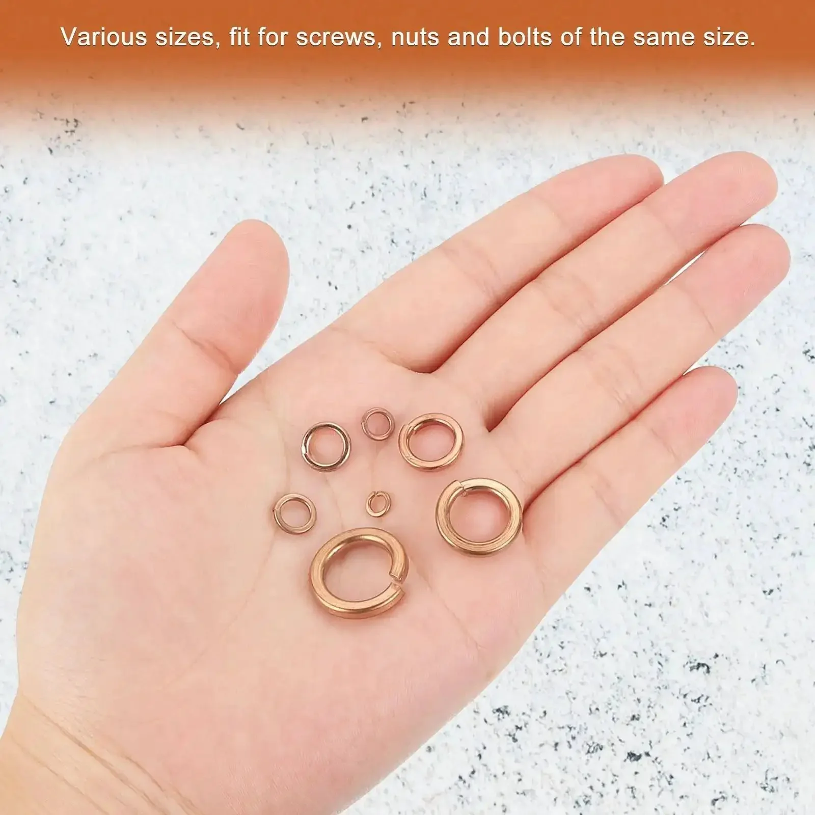 20 Pack Copper Spring Lock Washers M8 Split Lock Washers For Screws Bolts Nuts Inner 8.1 To 8.7 Mm Outer 12.1 To 13.1 Mm Thick 2 To 2.2 Mm With Pickling Finish No Slip Built Tough For Auto DIY Projects - Image 4