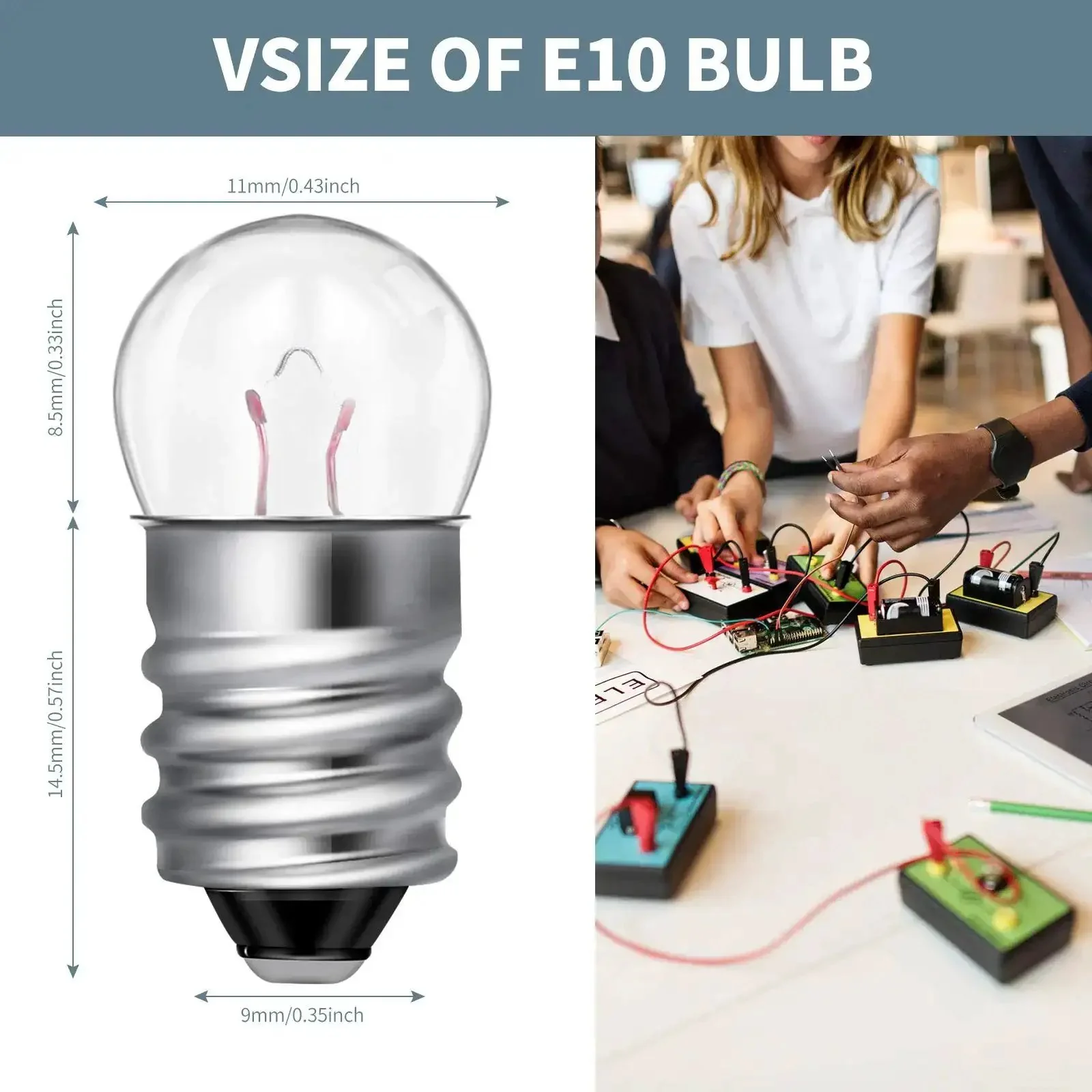 20 Pack E10 Mini Light Bulbs With E10 Screw Base, 1.5V 0.3A Tiny Replacement Lamps For Circuit Boards, Plug And Play DIY Projects, Inspection Lamps, Instrument Lighting, And DIY Electrical Experiments - Image 6