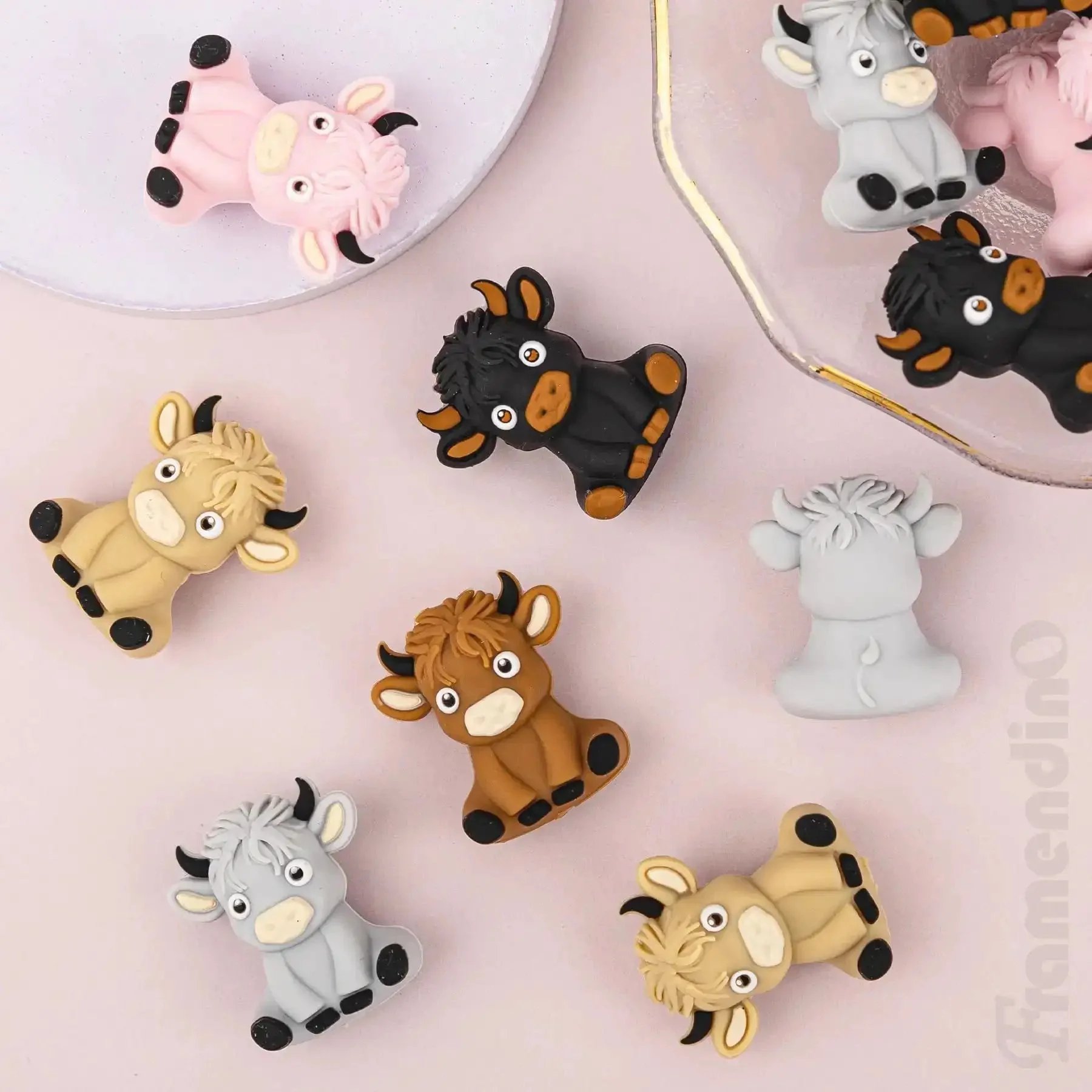 20 Pack Highland Cow Silicone Beads Set For DIY Jewelry And Crafts, Cute Cattle Focal Spacers For Bracelets, Necklaces, Pens, Keychains, Lanyards, Phone Charms, And Other DIY Projects In 5 Color Options - Image 4