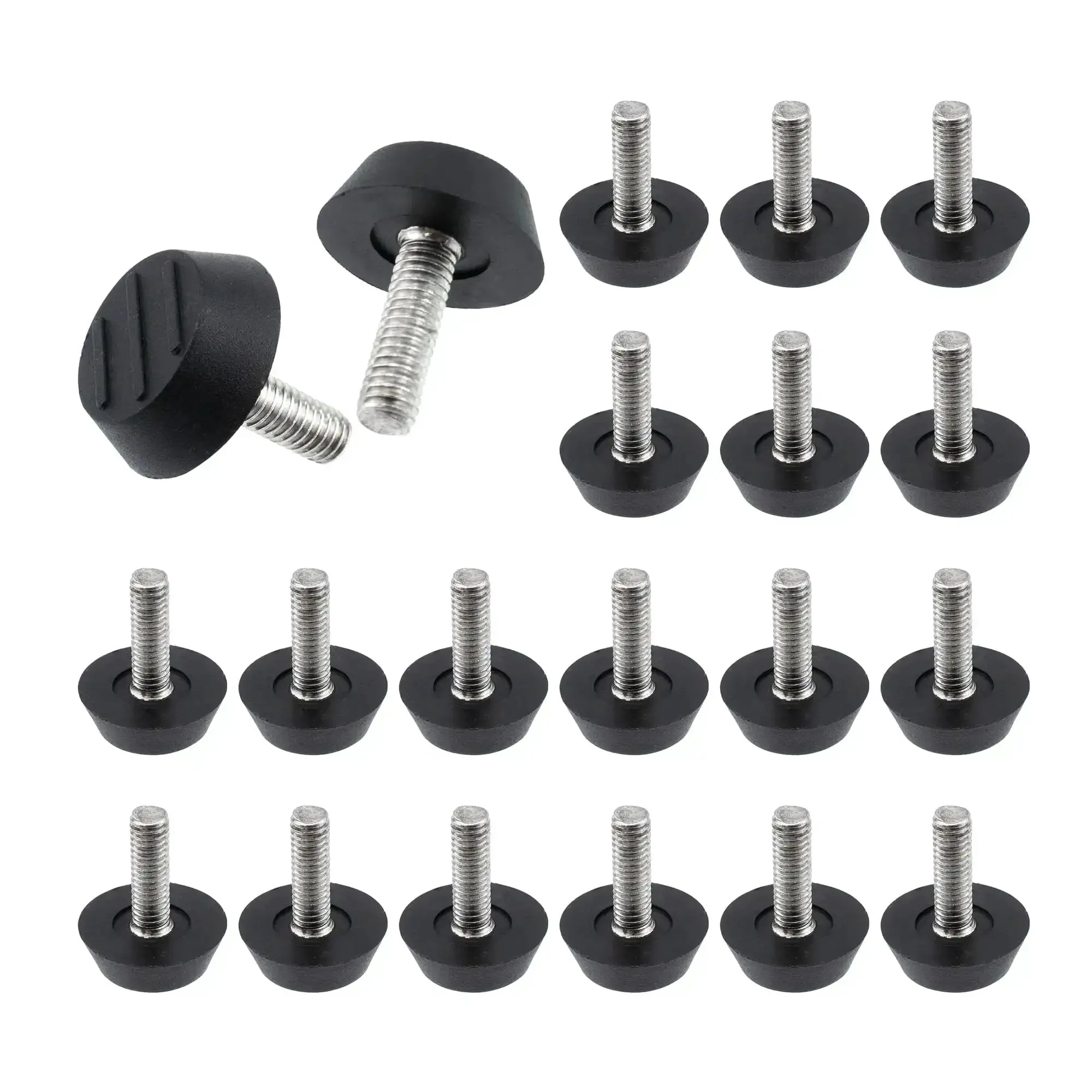 20 Pack M6 Thread Patio Levelers For Adjustable Furniture Feet For Garden Chairs Tables Cabinets And Bar Stools Screw In Leveling Feet With Slip Resistant Bottom And Durable Metal Construction