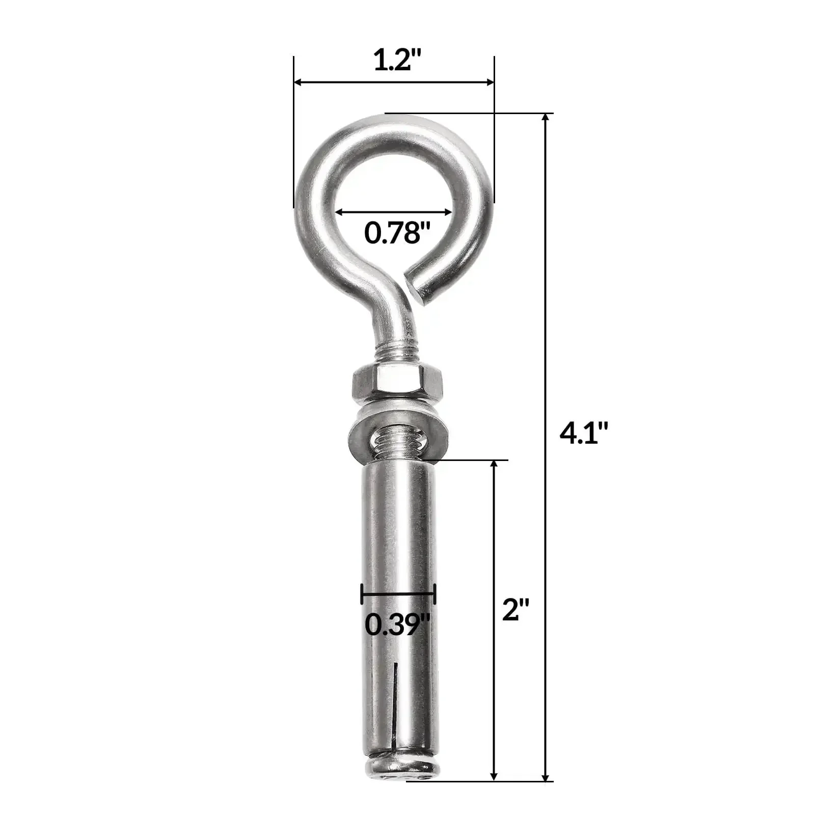 20 Pack M8 By 105mm Expansion Eyebolts In 304 Stainless Steel, Heavy Duty Wall And Ceiling Anchors For Concrete And Masonry, Load Bearing Up To 375 LB (170 KG), Durable Eyebolt Screws For Brick Walls - Image 9