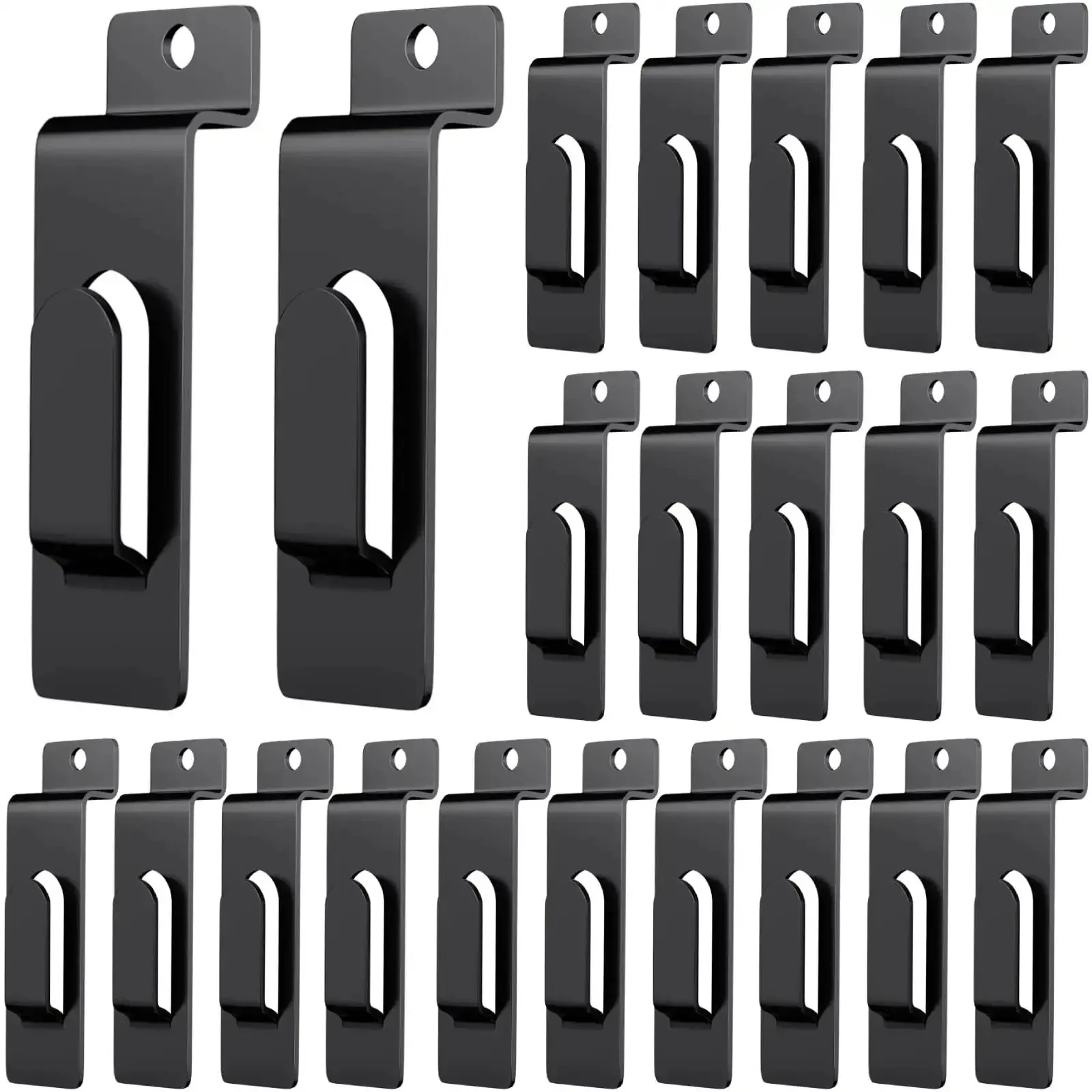 20 Pack Slatwall Notch Hooks Heavy Duty Pro Grade Metal Display Hangers For Slat Wall Panels Black Finish Ideal For Photo Frames Paintings Art Center Displays Arts Studio Organization