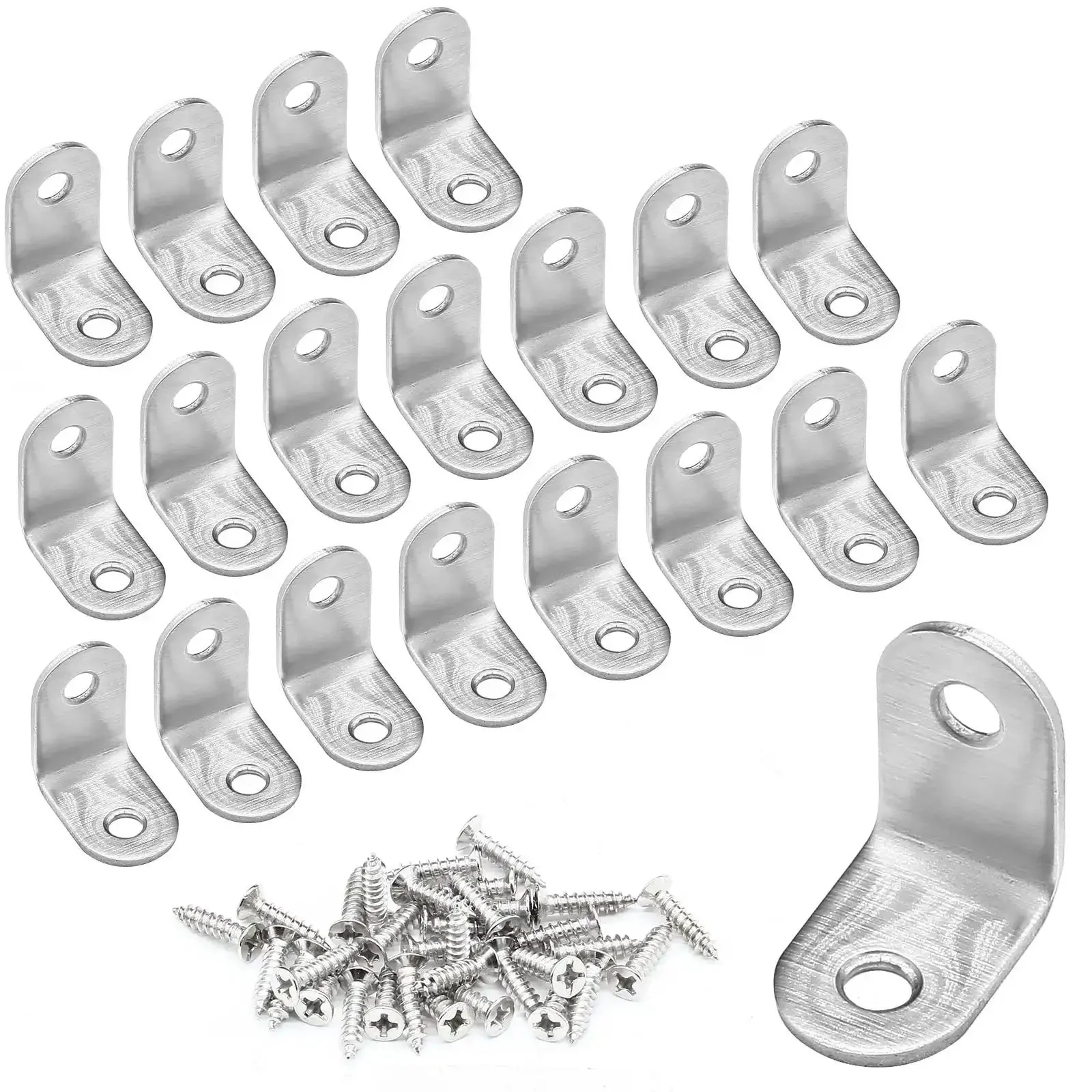 20 Pack Stainless Steel L Shaped Corner Braces 1 Inch By 1 Inch Right Angle Fasteners For Wood Furniture Cabinets Drawers Bed Frames And Chairs Beefy Steel Construction For Durable Joint Support In Furniture Projects Like Shelves