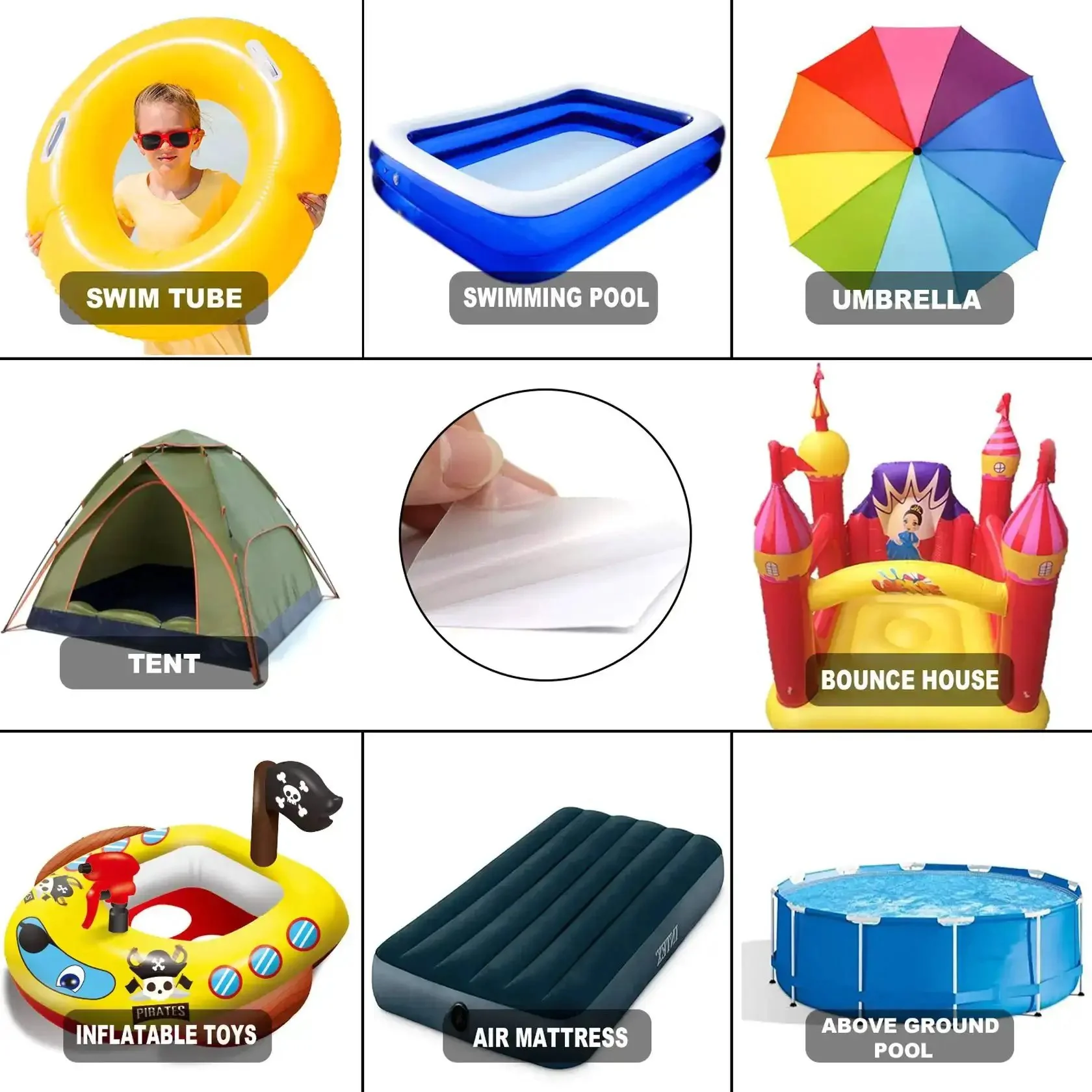 20 Pack TPU Pool Patch Repair Kit For Air Mattress Pools Bounce Houses Tents Canopies Floats And Inflatable Toys With 2 Pieces Plastic Deflate Tubing Waterproof High Strength Patches With Clear Adhesive - Image 4