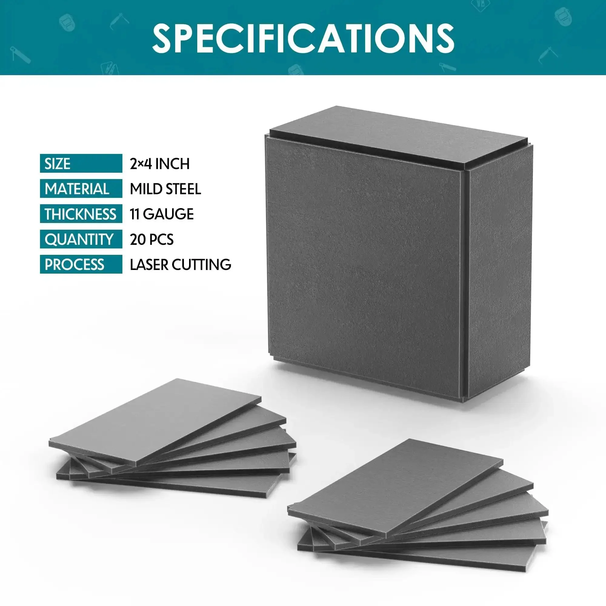 20 Pcs 2x4 Inch Mild Steel Welding Plates 11 Gauge 50 x 100 x 3 mm DIY Cuboid For MIG TIG Gas Arc Stick And Wirefeed Welding Practice Training Steel For Beginners And Pros - Image 6