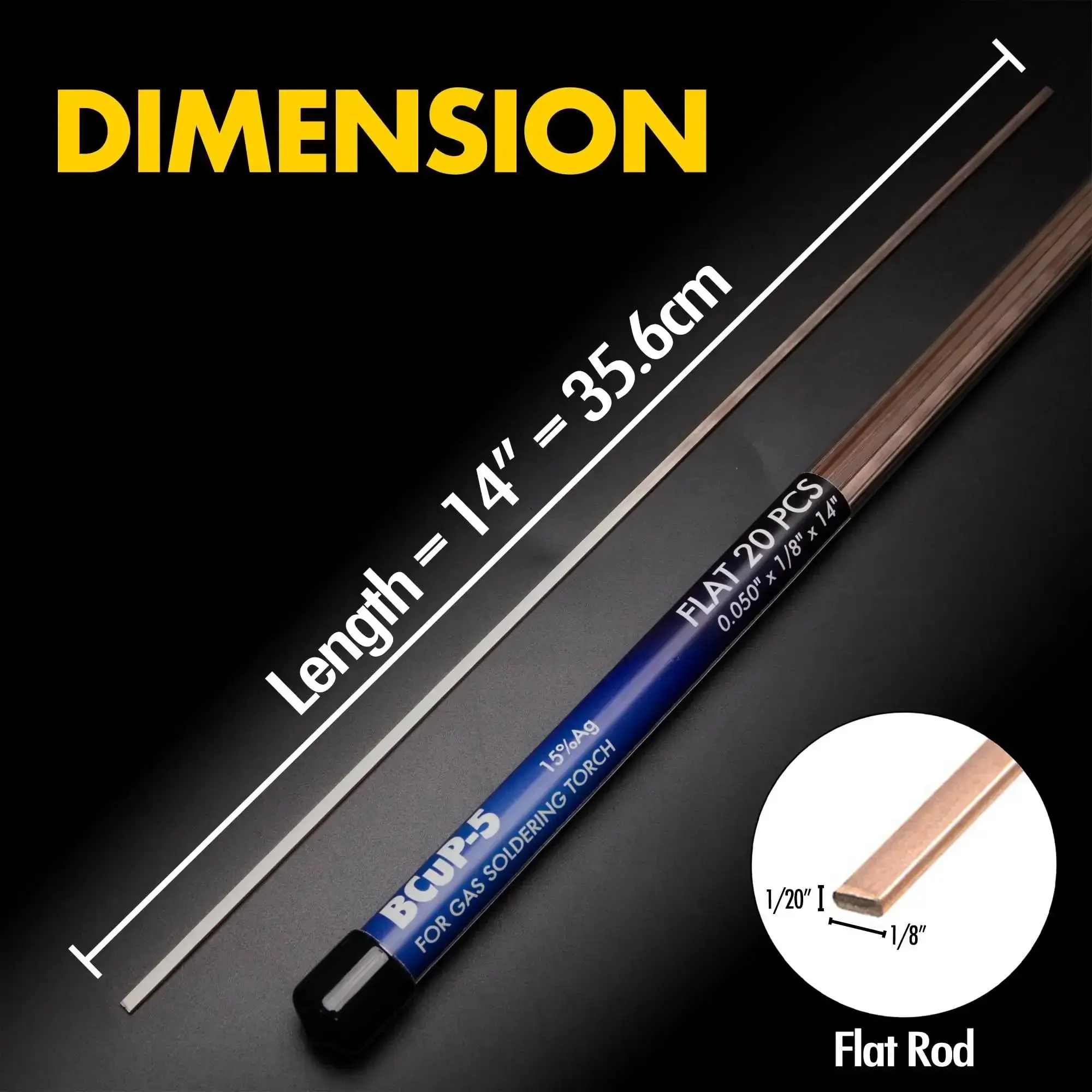 20 Pcs BCuP5 Silver Brazing Rods 0.050 by One Eighth by 14 Inch 15 Percent Silver Solder Phos Copper Brazing Alloys Flat Welding Rods For Air Conditioning Refrigeration HVAC Cold Storage For Pros - Image 5