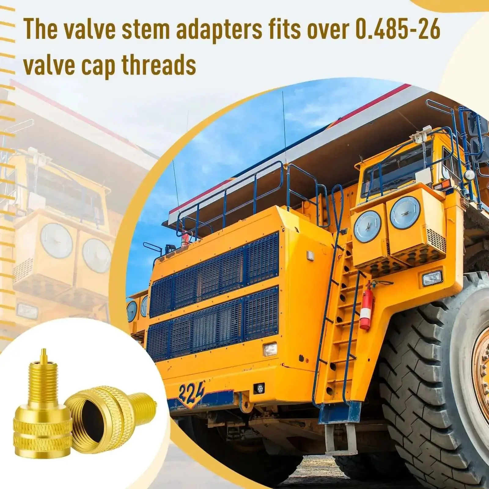 20 Pcs Large Bore Tire Valve Adapters Brass 22mm External Stem Reducers Connectors In Gold Heavy Duty Performance Durable And Easy Install For Cars, Trucks, Motorcycles And Tires - Image 4