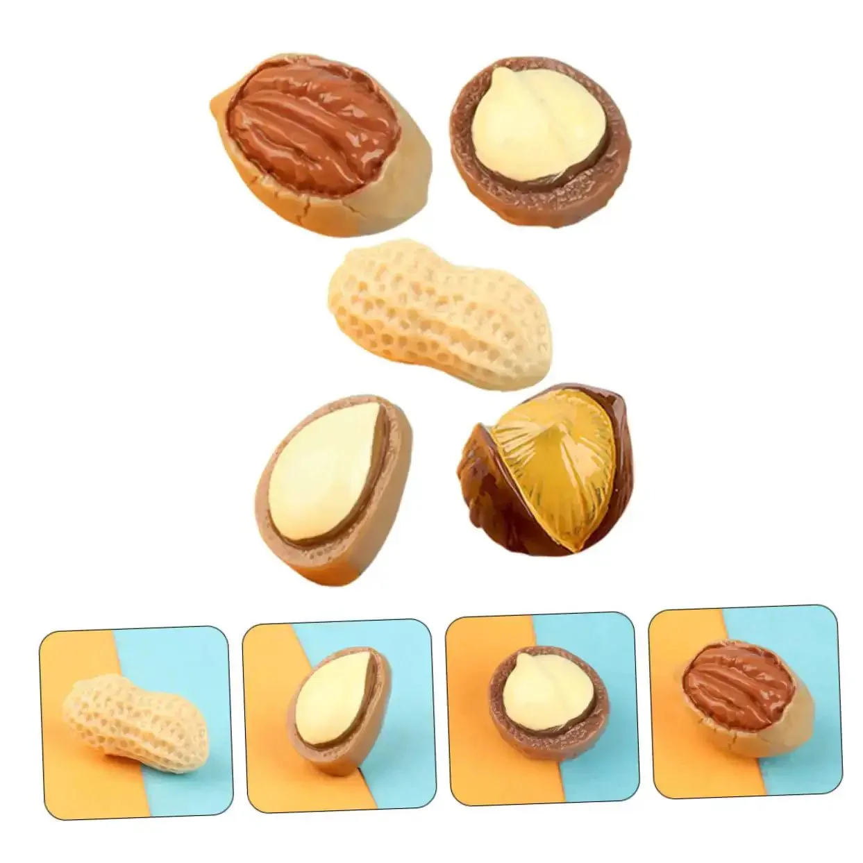 20 Pcs Resin Mini Food Toys Nuts Set For Dollhouse DIY Crafts, Realistic Peanut And Nut Decor For Tiny Kitchen, Shelves, And Collectible Miniatures, Totally Great For Creative Projects And Tabletop Displays - Image 4
