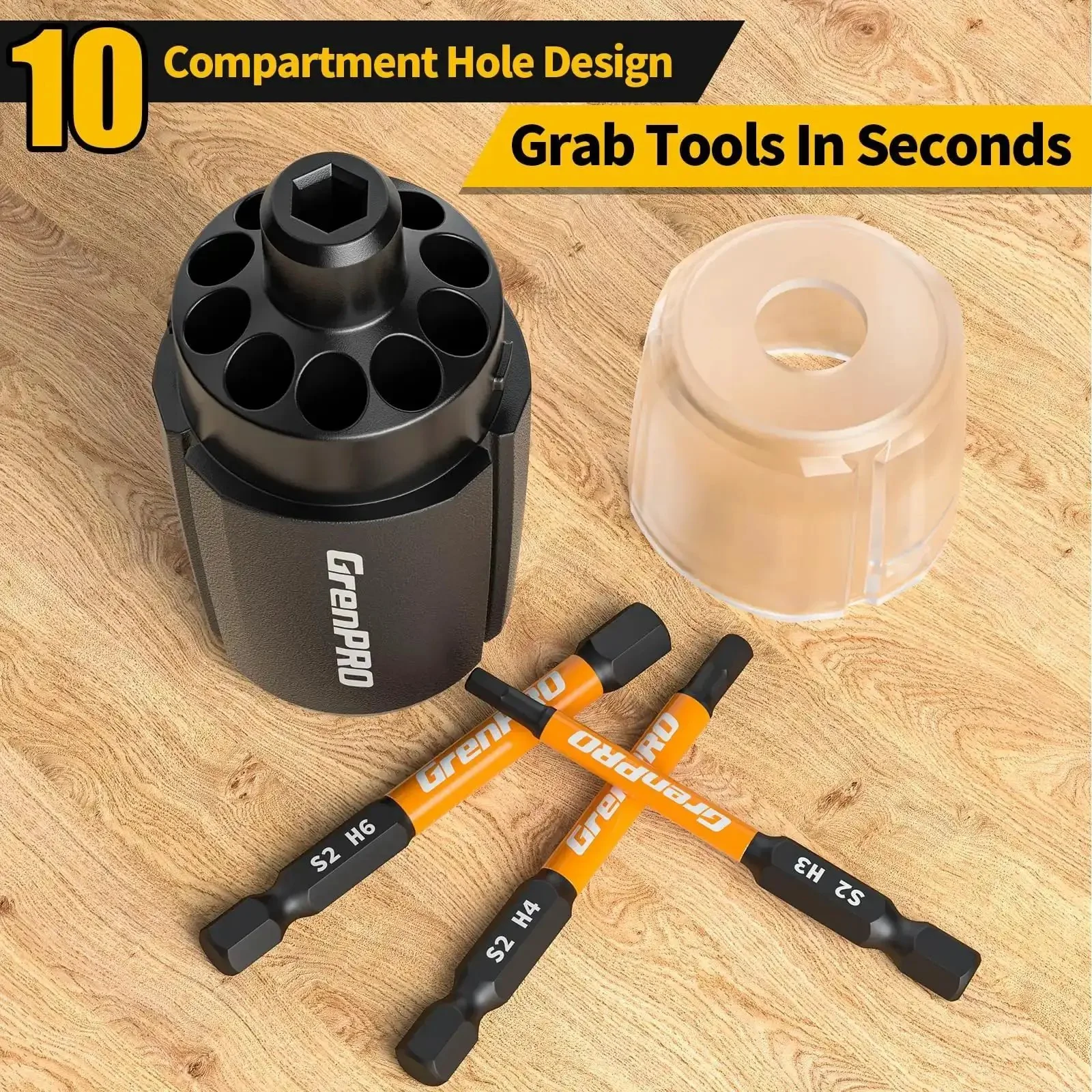 20 Piece Allen Wrench And Hex Drill Bit Set With Storage Organizer Pro Grade S2 Steel Heavy Duty Impact Driver Bits Quarter Inch Hex Bits CNC Machined Tips With Magnetic Hold - Image 5