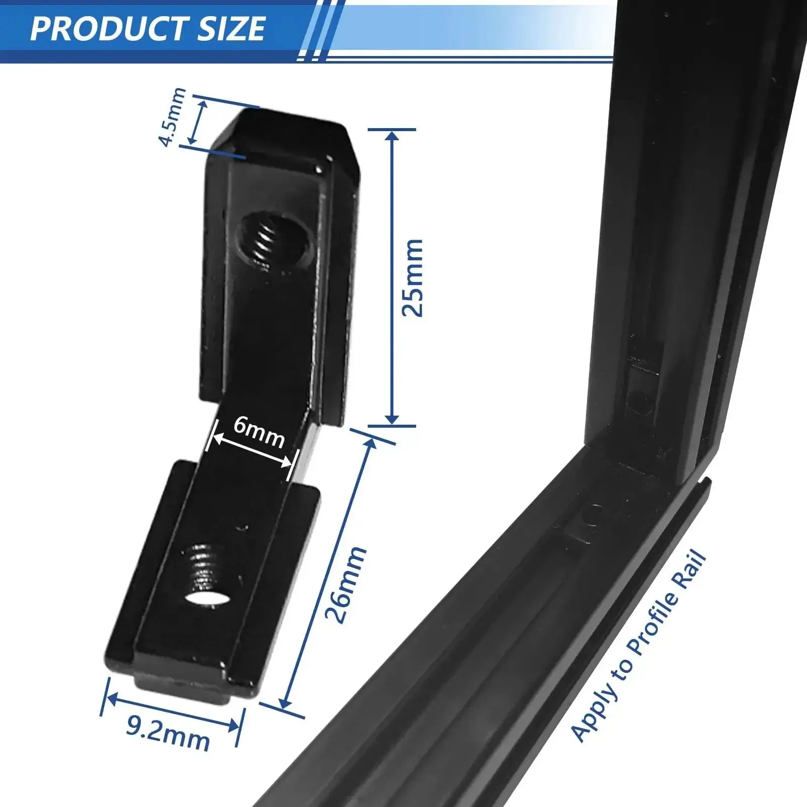 20 Piece Black 2020 Aluminum Extrusion Corner Bracket Set With Screws And Wrench For 20x20 Series 6mm Slot Profiles L Shape Connectors For DIY Frames At Home - Image 4
