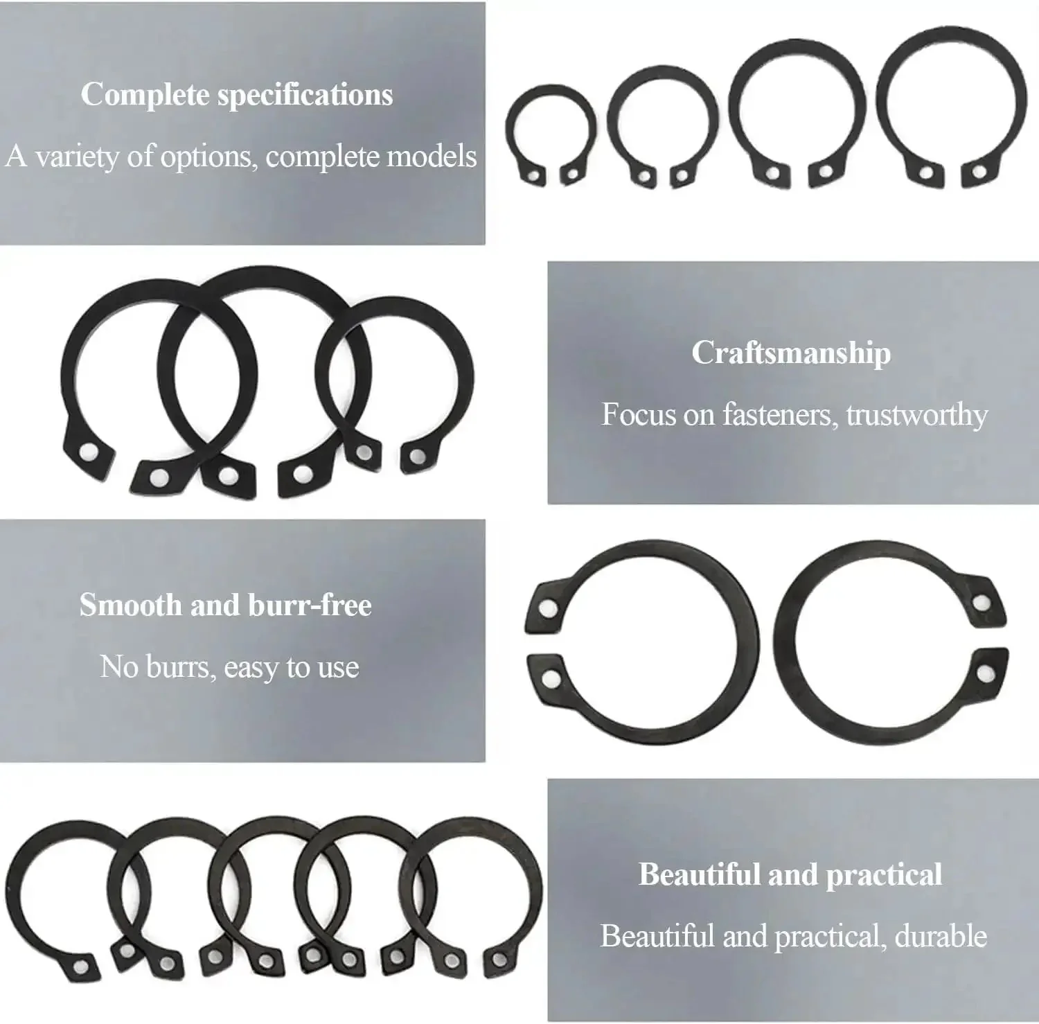 20 Piece External Circlips C Clip Snap Ring Set 65Mn Steel 58Mm 60Mm 62Mm 65Mm 68Mm For Cars Auto Engines Valves And Bearings Durable Black Plated Heavy Duty Retaining Rings Kit - Image 6