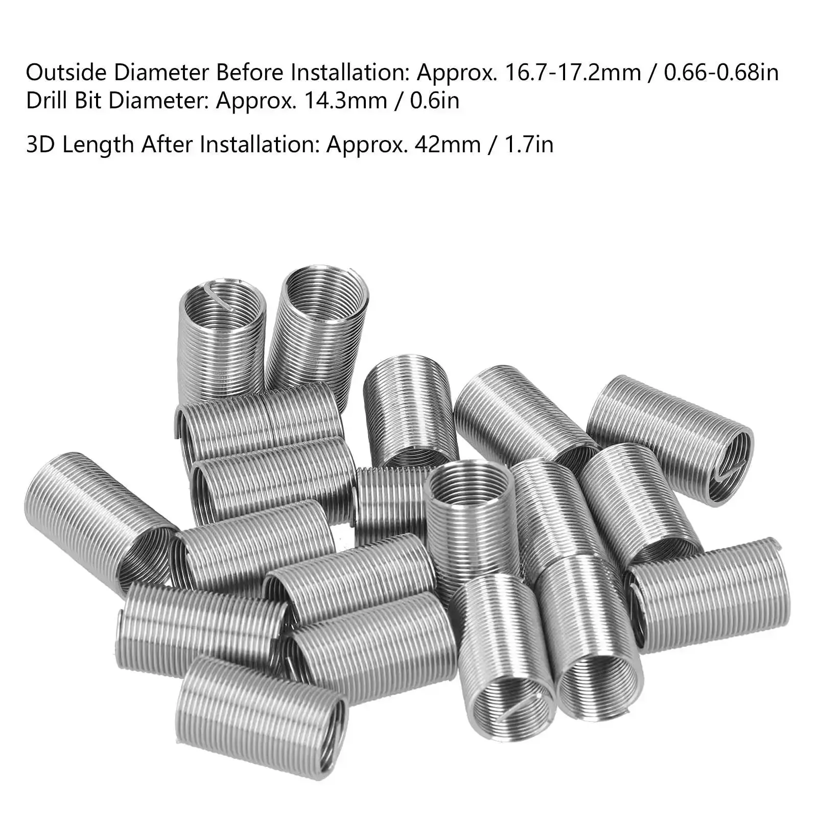 20 Piece Helicoil Thread Repair Kit M14 Thread Inserts In Various Lengths For 14mm Threads Heavy Duty Stainless Steel Coiled Inserts For Auto Machinery Hydraulic Equipment And Furniture - Image 6