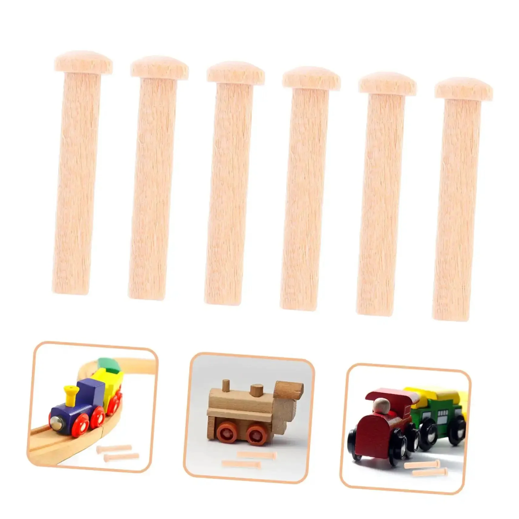 20 Piece Miniature Solid Wood Nails For Crafting And Woodworking T Shaped Round Pegs Perfect For Train Wheel Projects And Tiny Pin Nail Work Great For DIY Projects Model Making And Small Woodworking Jobs - Image 2