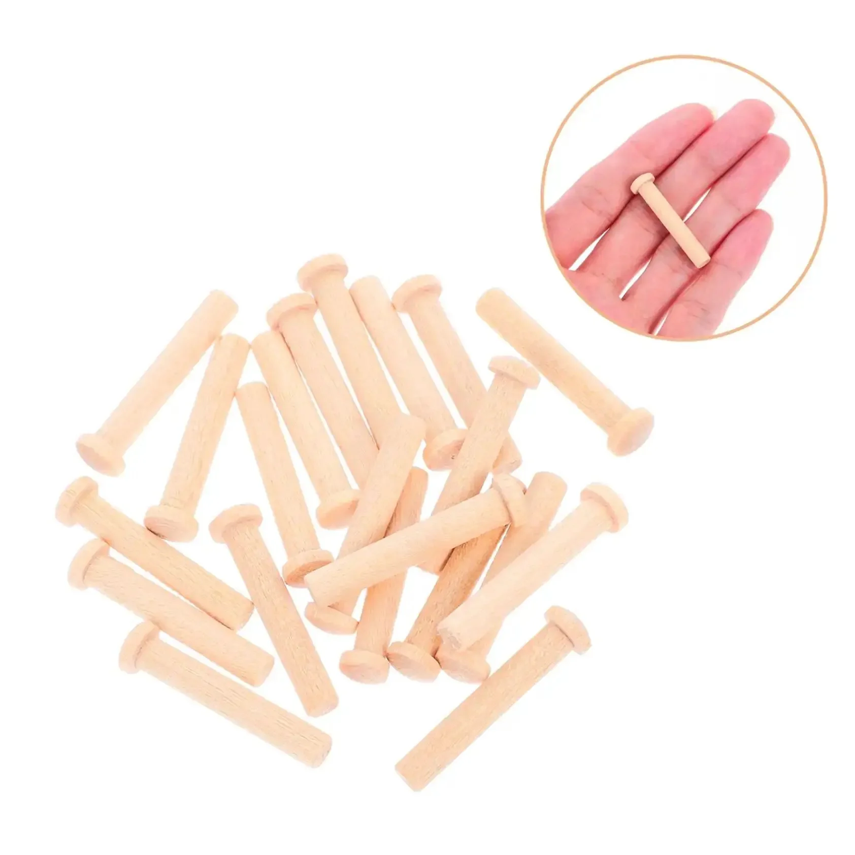 20 Piece Miniature Solid Wood Nails For Crafting And Woodworking T Shaped Round Pegs Perfect For Train Wheel Projects And Tiny Pin Nail Work Great For DIY Projects Model Making And Small Woodworking Jobs - Image 3