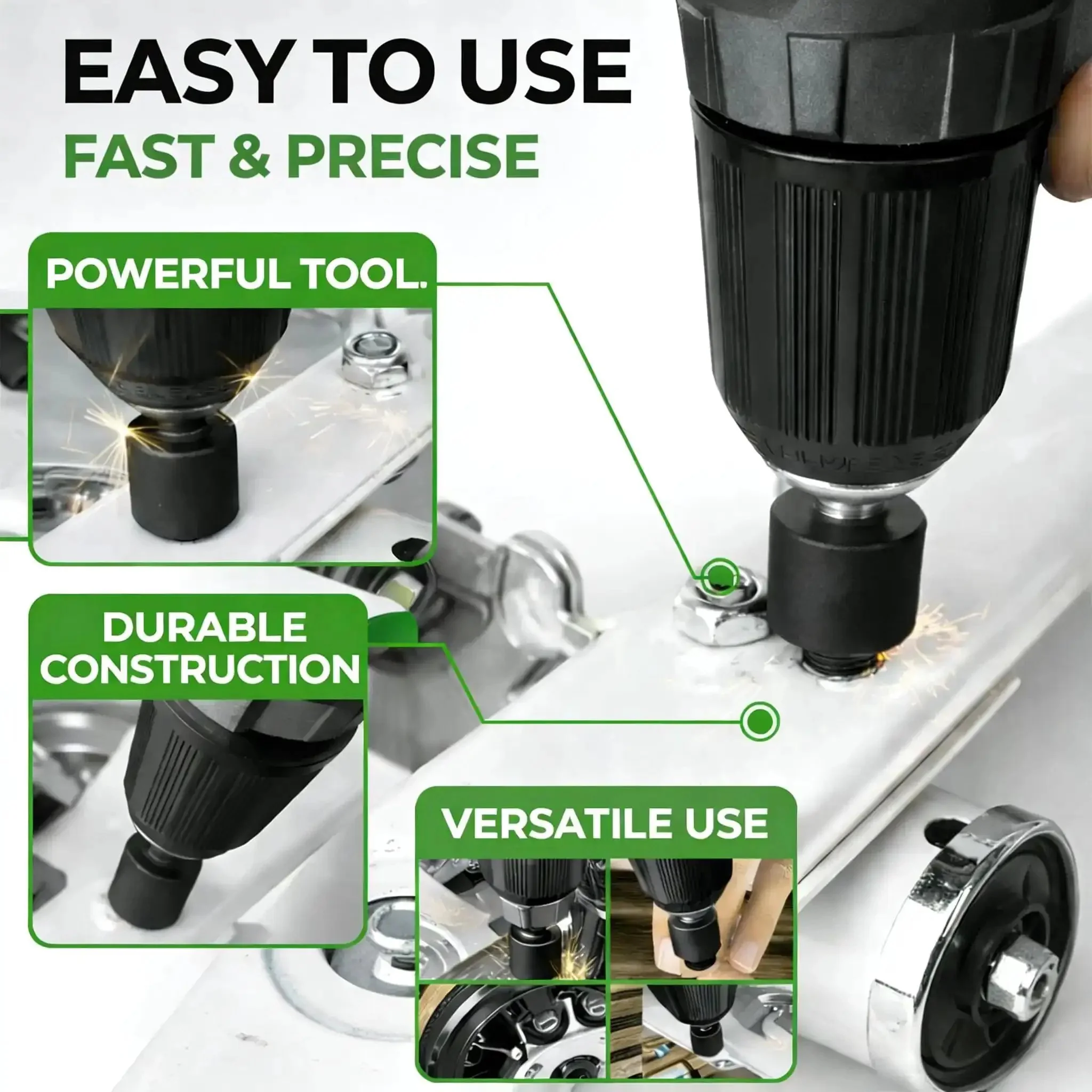 20 Piece Nut Driver Set For Impact Drill With One Quarter Inch Hex Drive SAE And Metric Industrial Grade Chromium Vanadium Steel Non Magnetic Black Phosphate Coating For Corrosion Resistance - Image 4