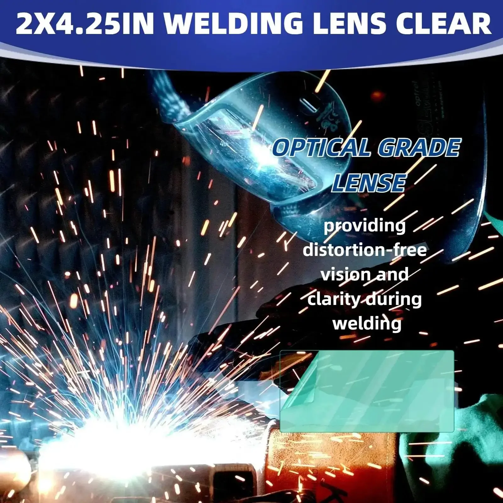 20 Piece Universal Welding Helmet Hood Replacement Clear Lens Covers 2x4.25 Inch Pro Grade Optical Polycarbonate Lenses For Eye Safety And Debris Protection Shields - Image 3