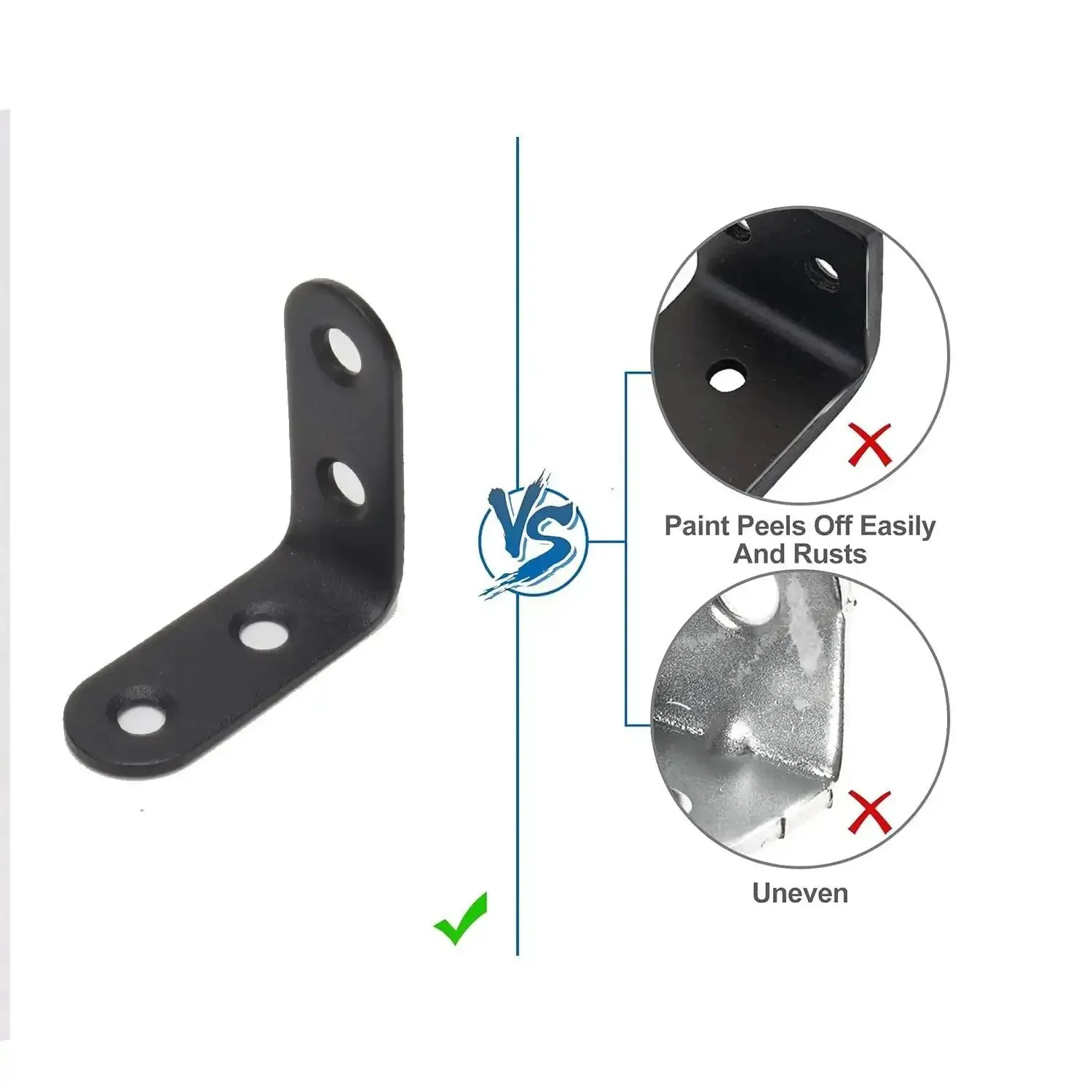 20 Pieces Stainless Steel L Right Angle Brackets With 1.57 By 1.57 Inch Sides Includes 80 Screws Beefy Built Corner Braces For Shelves Cabinets Wood Furniture And Chairs Rust Resistant Black Coated Durable Safe Edges - Image 6