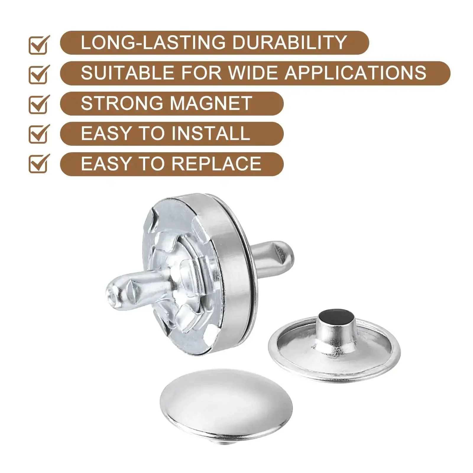 20 Set Metal Snap Button Kit For DIY Fashion Projects, 14mm Round Clasps With Fabric Base And Cap, Perfect For Clothes, Bags, Leather Wallets, Purses, And More Silver - Image 4