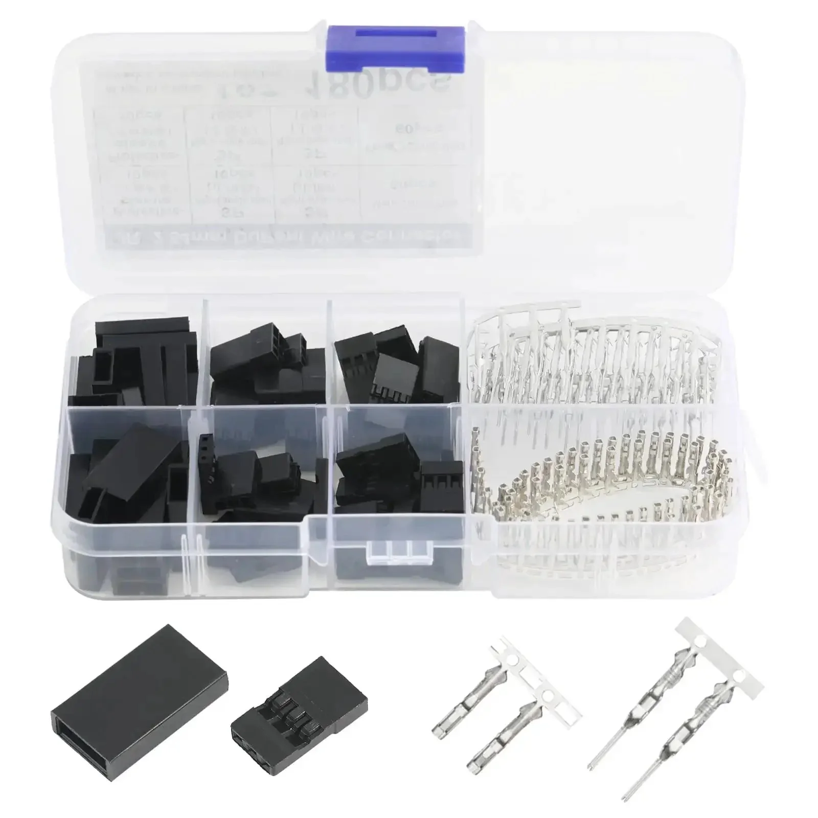 20 Sets 3P RC Servo Connector Kit With Male And Female Plugs Crimp Pins Housing And Protection 2.54mm Pitch Brass Nickel Plated Great For DIY Servo Extensions And Cable Repairs Fits Futaba JR Hitec Spektrum