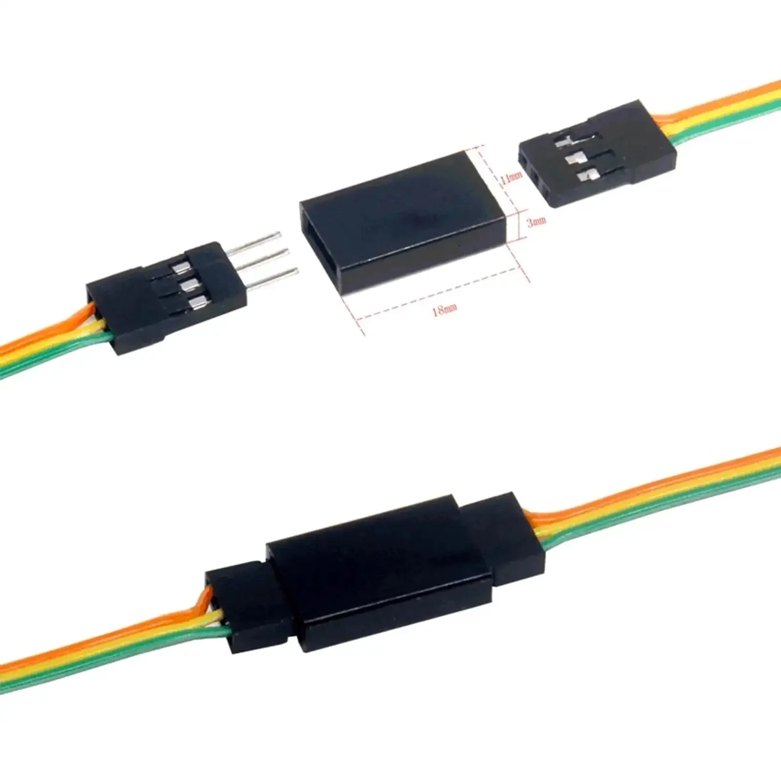 20 Sets 3P RC Servo Connector Kit With Male And Female Plugs Crimp Pins Housing And Protection 2.54mm Pitch Brass Nickel Plated Great For DIY Servo Extensions And Cable Repairs Fits Futaba JR Hitec Spektrum - Image 2