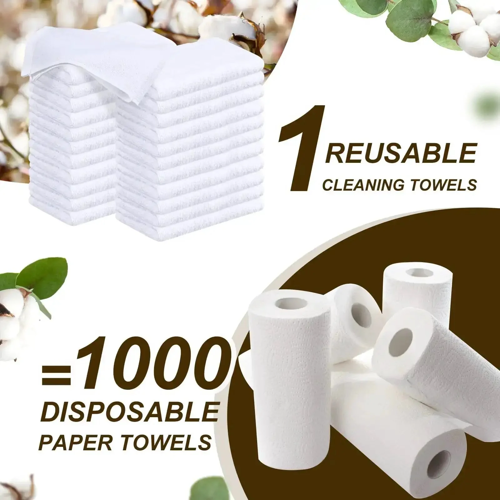 200 Pack Cotton Terry Cleaning Cloths 14 by 18 Inches White Bulk Multipurpose Shop Towels for Kitchen Auto Garage and Home Absorbent Low Lint Great for Spills Dusting and General Messes - Image 5