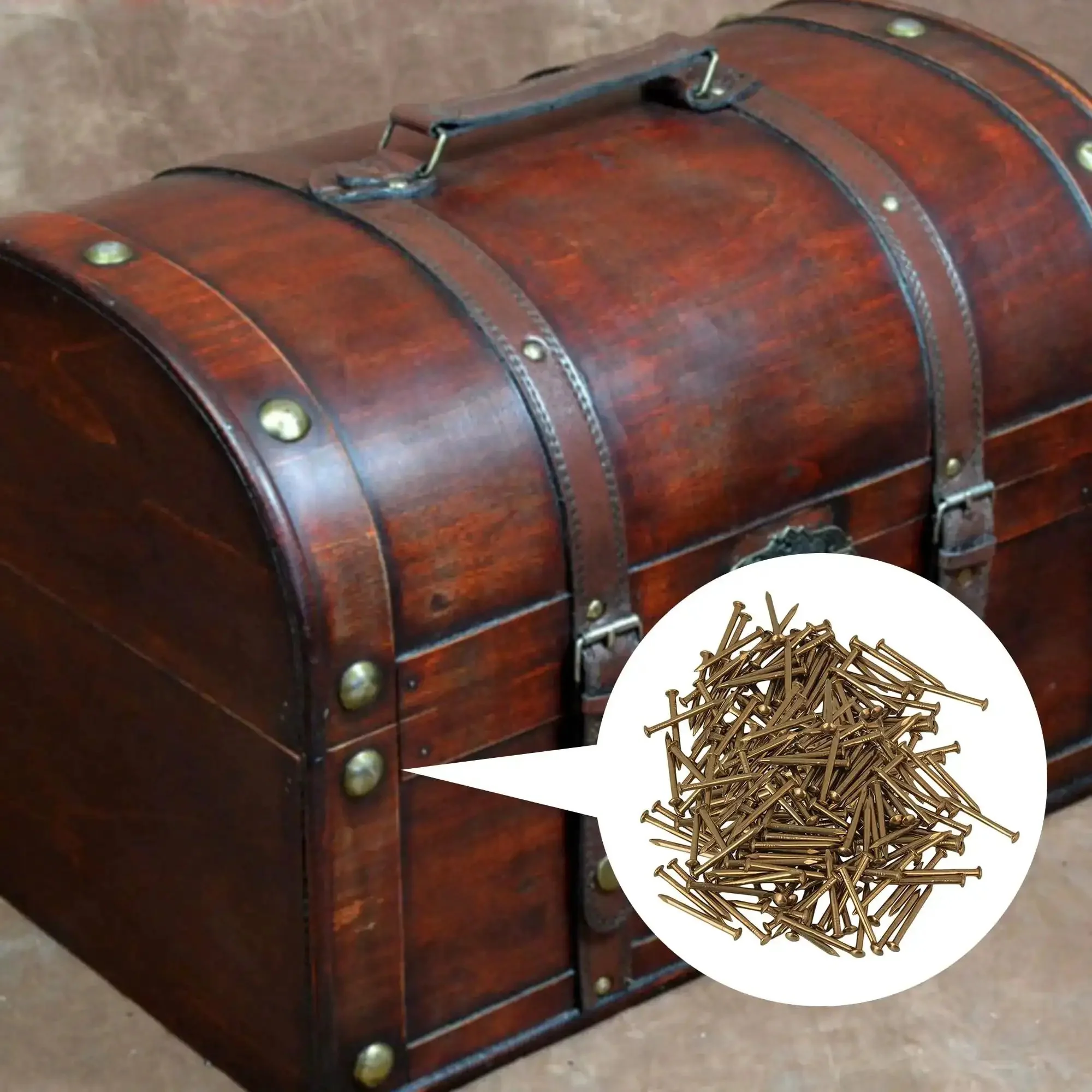 200 Pcs Antique Round Head Brass Copper Mini Nails For Furniture Hinges Boxes And Craft Projects 2.8x18mm Easy To Install Great For DIY Vintage Vibe And Timeless Finish - Image 5