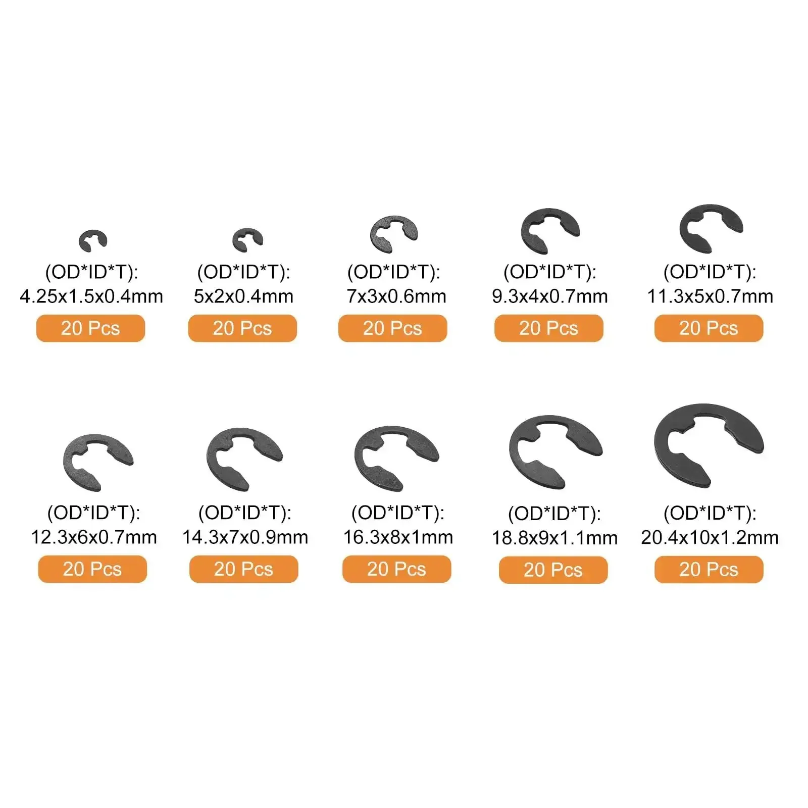 200 Pcs E Clip Circlip External Retaining Rings Kit With Ten Sizes M1 5 To M10 In 65Mn Carbon Steel Snap Rings For Valves Electrical Appliances And Machinery Repairs Pro Grade - Image 5