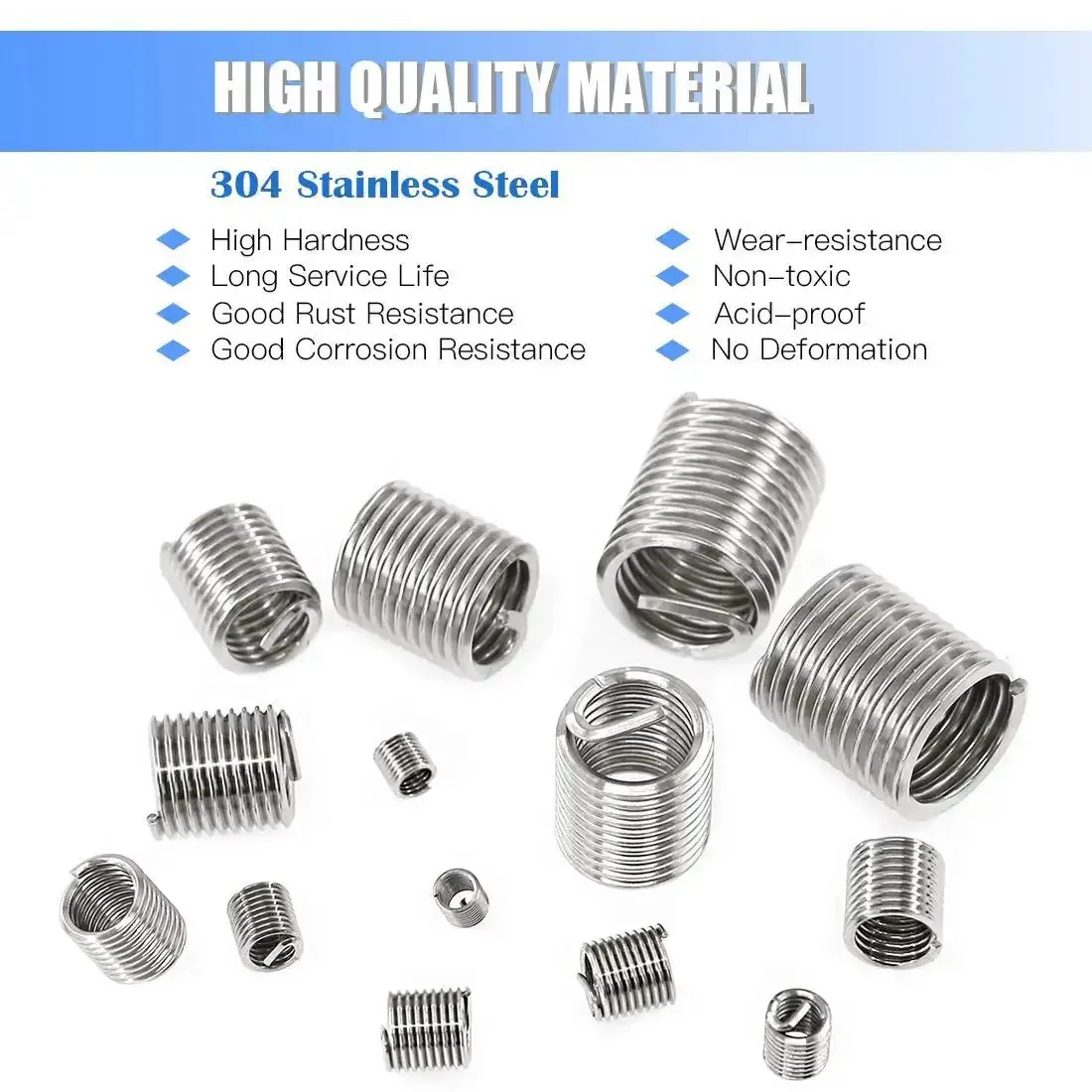 200 Pcs Stainless Steel Wire Thread Inserts Kit M3 M4 M5 M6 M8 M10 M12 Helical Coil Sleeves For Automotive And Machinery Repairs Built From 304 Stainless For Superior Corrosion Resistance And Easy Screw Recovery Workhorse Tough As Nails - Image 6