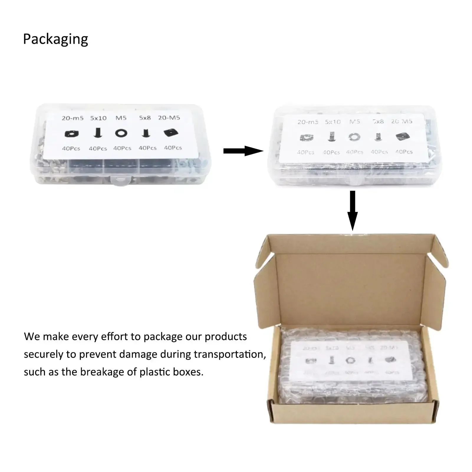 200 Piece 2020 Aluminum Extrusion Hardware Kit With M5 T Slot Nuts Bolts Screws And Slide Nuts For 20 Series And 2040 V Slot Projects Includes Wrench In An Organized Clear Case For Easy Drop In Assembly - Image 5