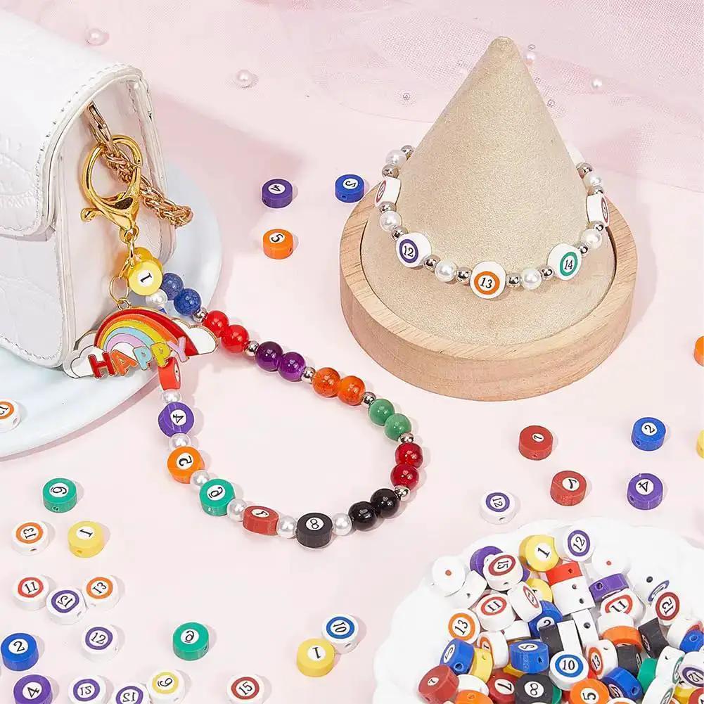 200 Piece Billiard Ball Print Polymer Clay Beads Set, Dope Colorful Flat Round Spacer Beads For Jewelry Making, DIY Necklaces And Bracelets, Unique Mini Craft Beads For Creative Projects - Image 4