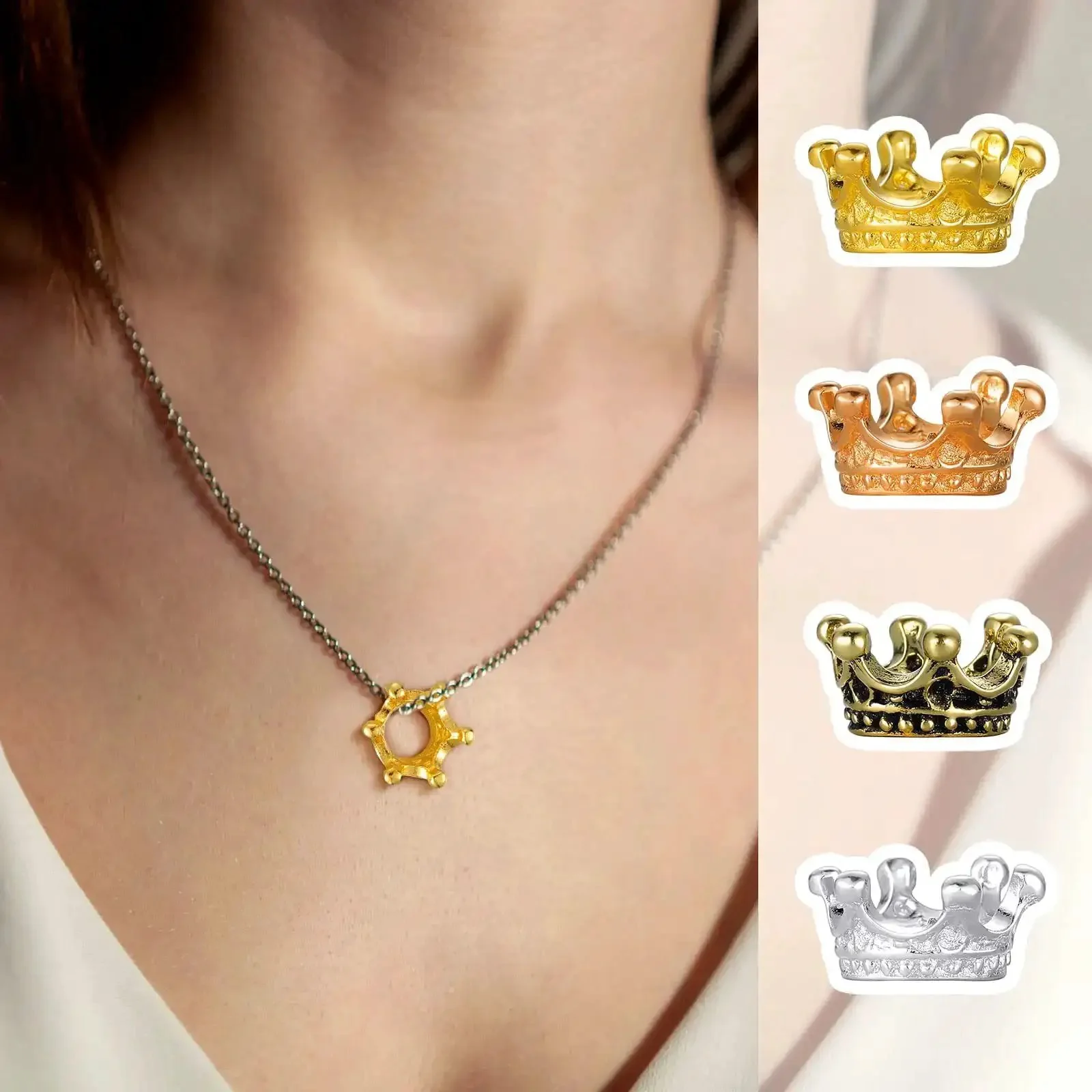 200 Piece Mini Crown Charms For Jewelry Making Colorful Gold And Silver Mixed Metals Large Hole Spacer Beads Bulk Pack For DIY Crafts And Jewelry Projects Great For Bracelets Necklaces And Earrings - Image 3